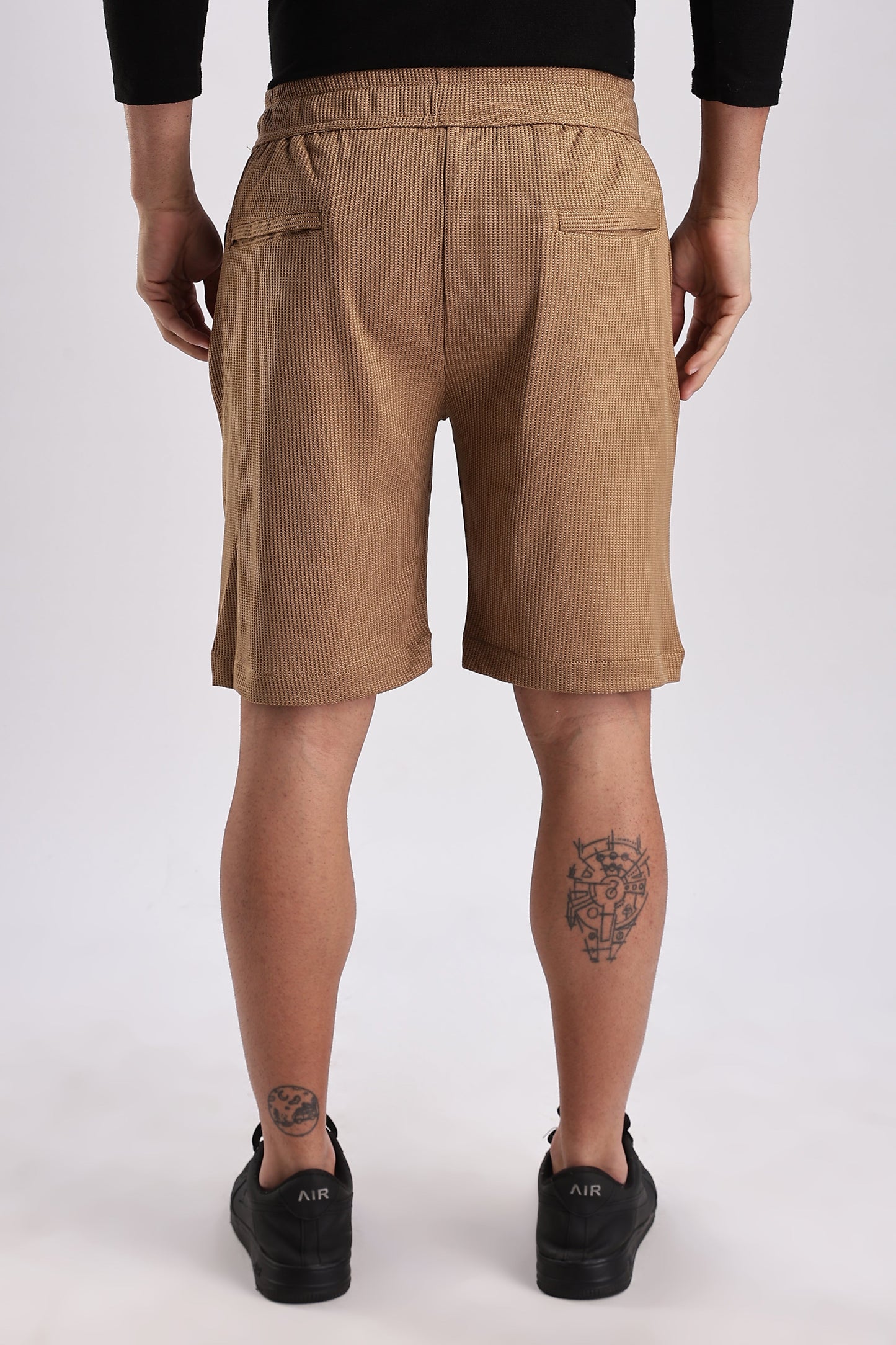 Men Jacquad Shorts-Fawn
