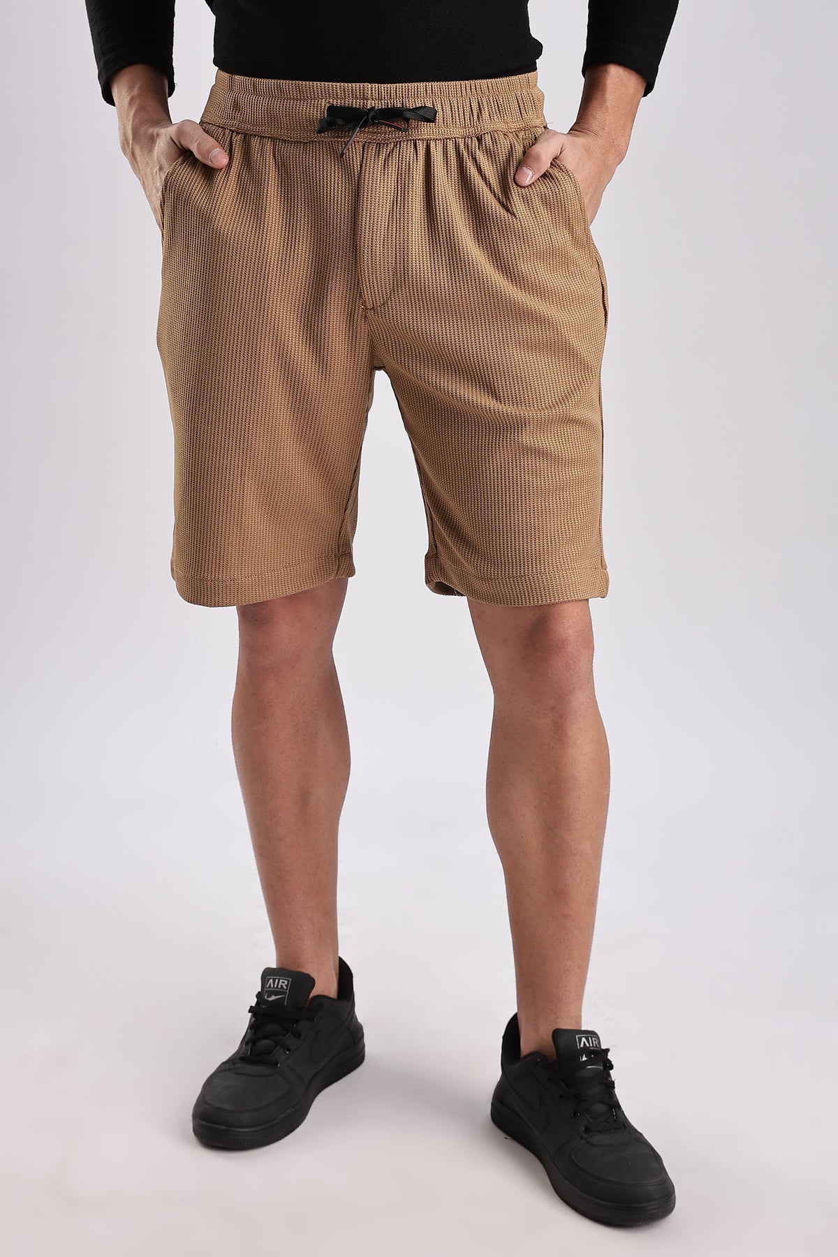 Men Jacquad Shorts-Fawn