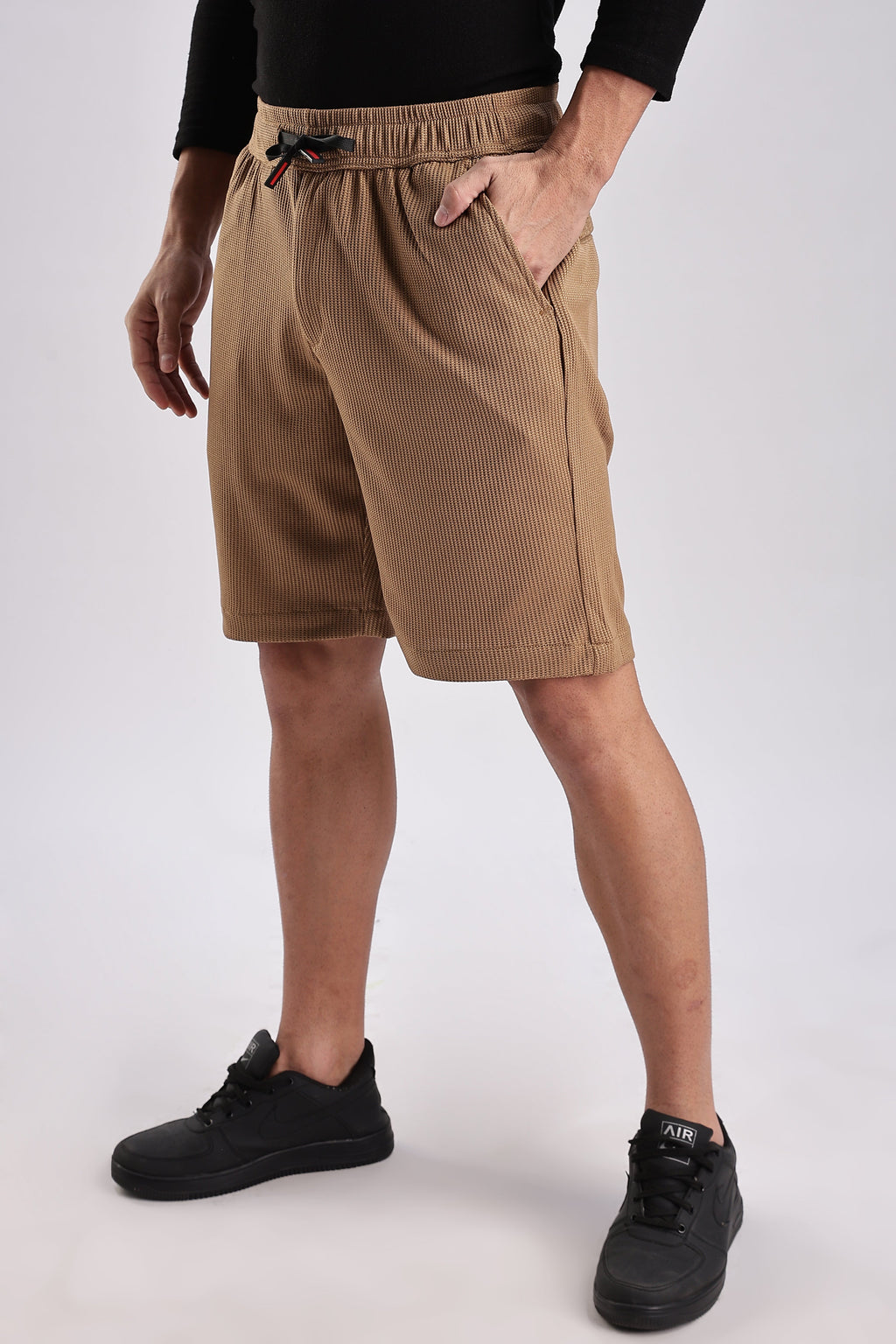 Men Jacquad Shorts-Fawn
