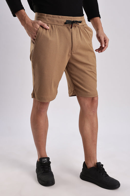 Men Jacquad Shorts-Fawn