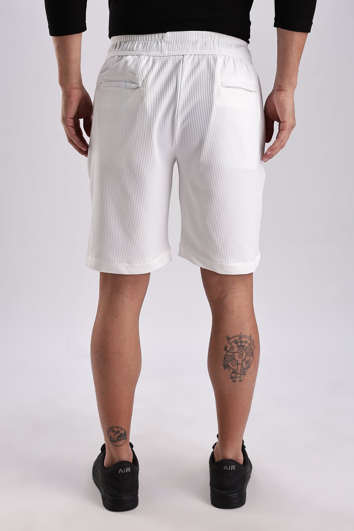 Men Jacquad Shorts-White