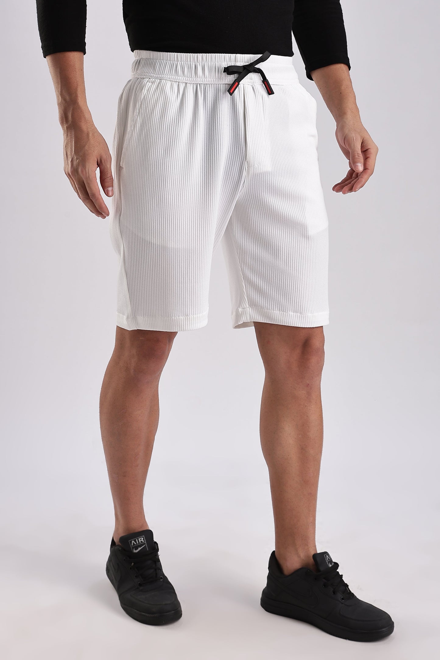 Men Jacquad Shorts-White