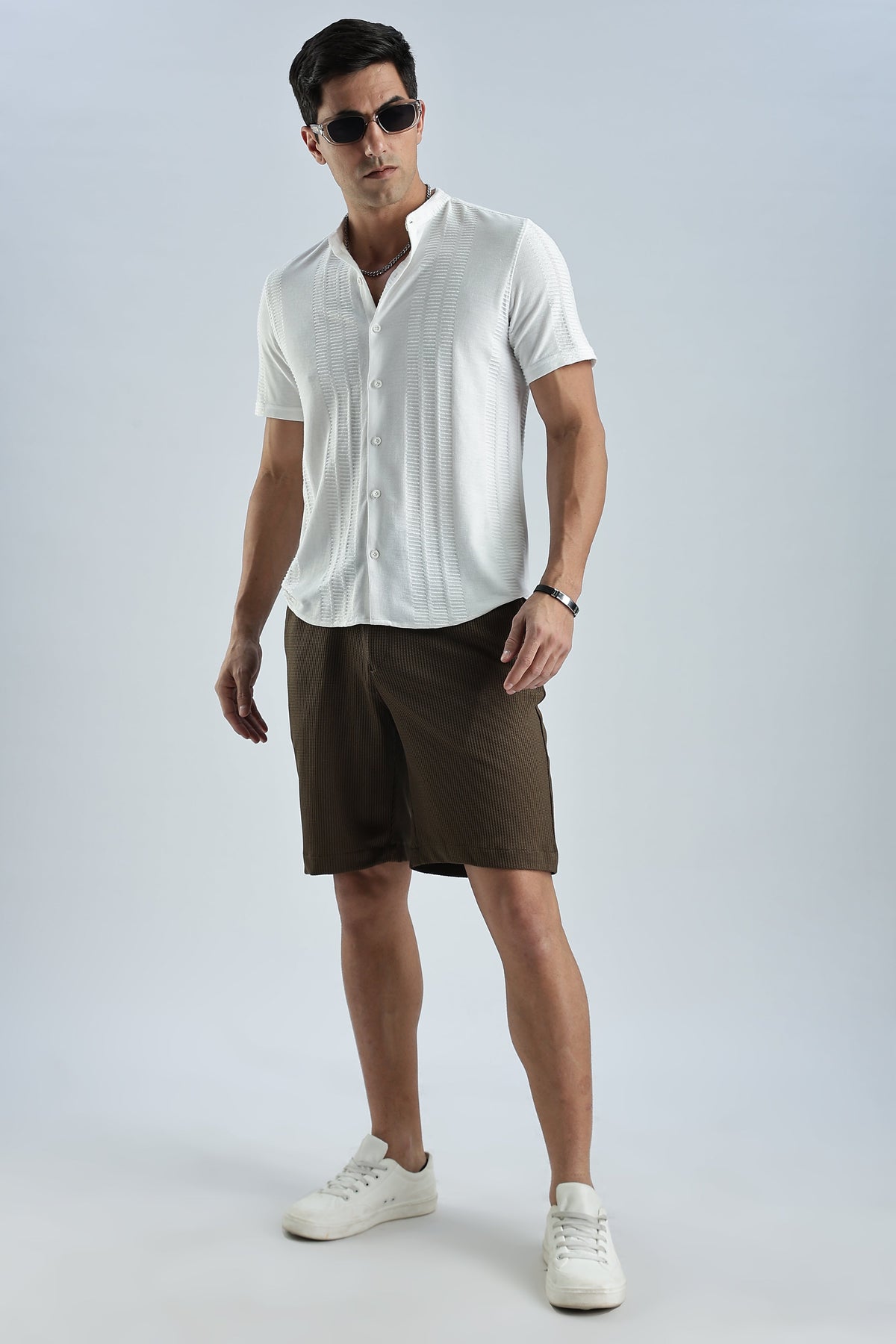 Men Jacquad Shorts-Olive