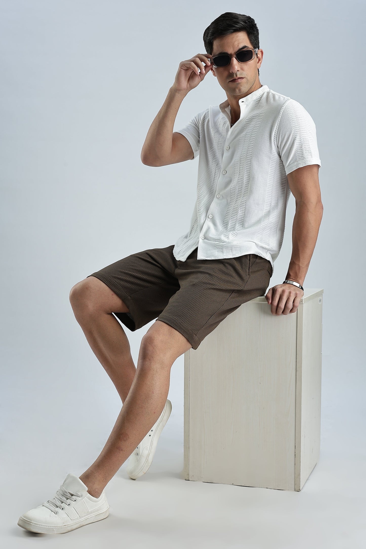Men Jacquad Shorts-Olive