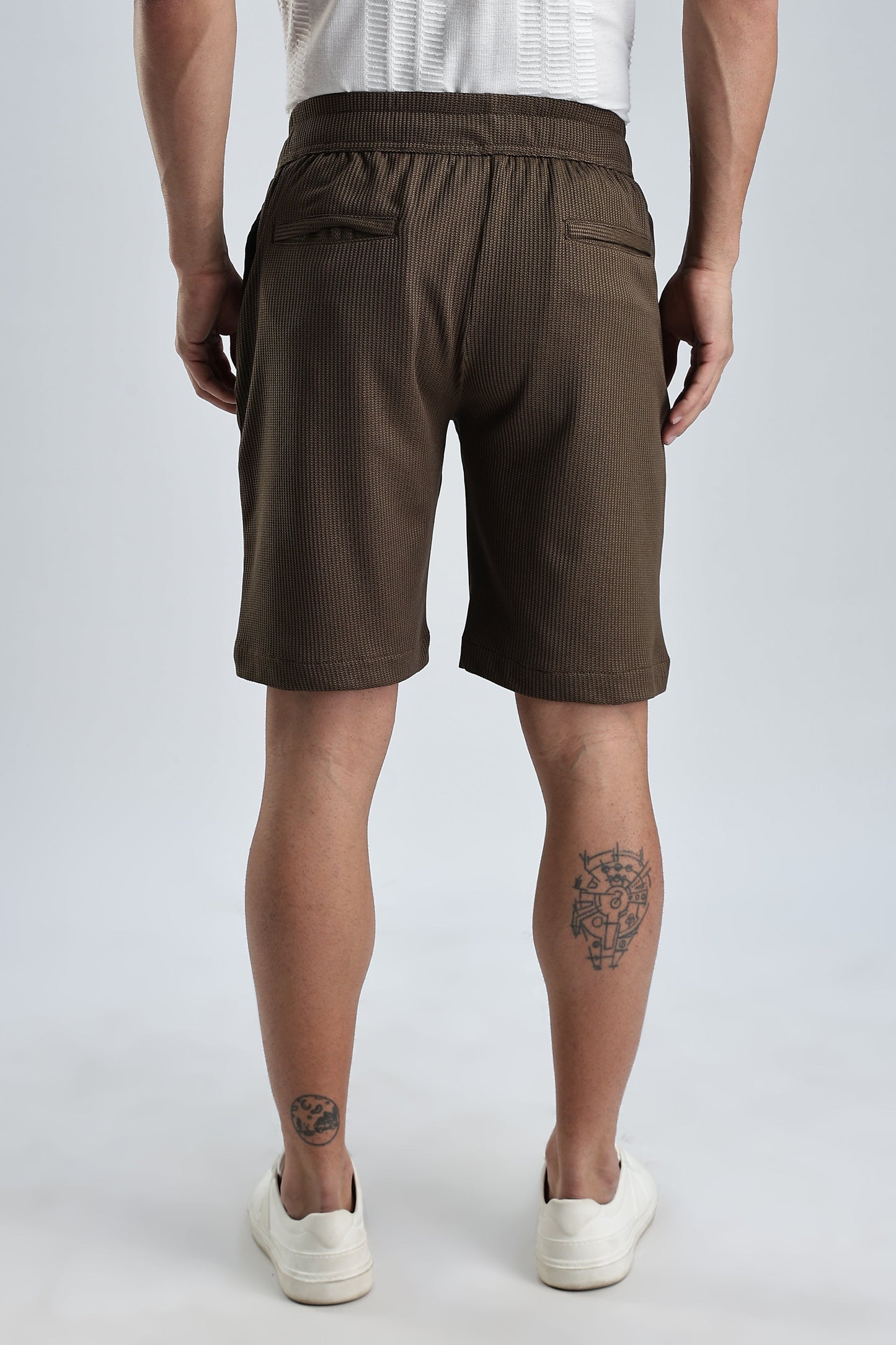 Men Jacquad Shorts-Olive