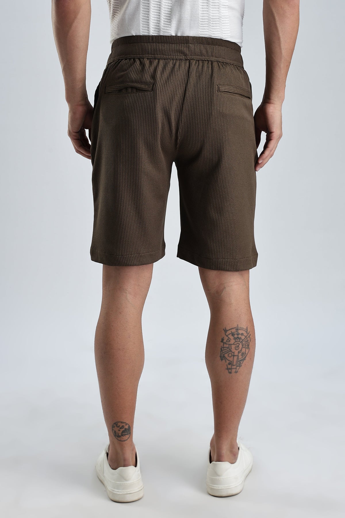 Men Jacquad Shorts-Olive