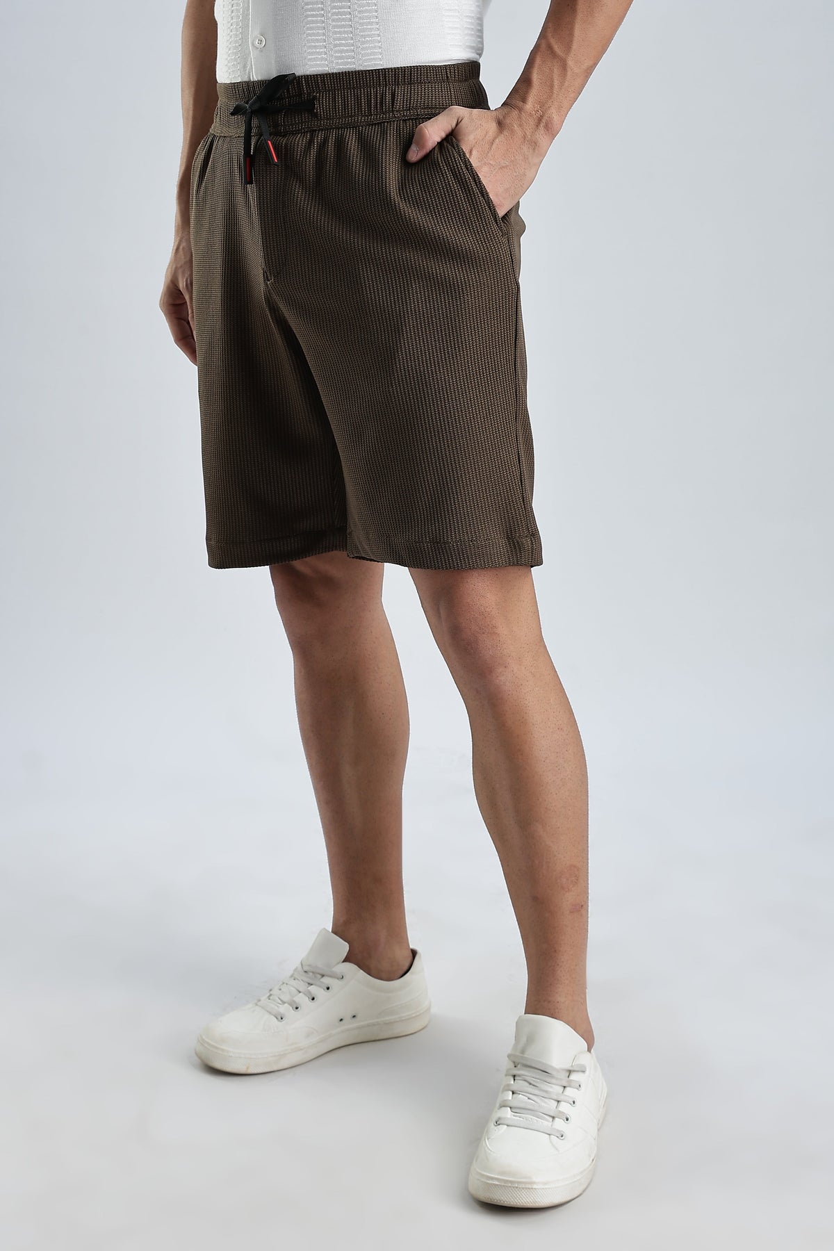 Men Jacquad Shorts-Olive