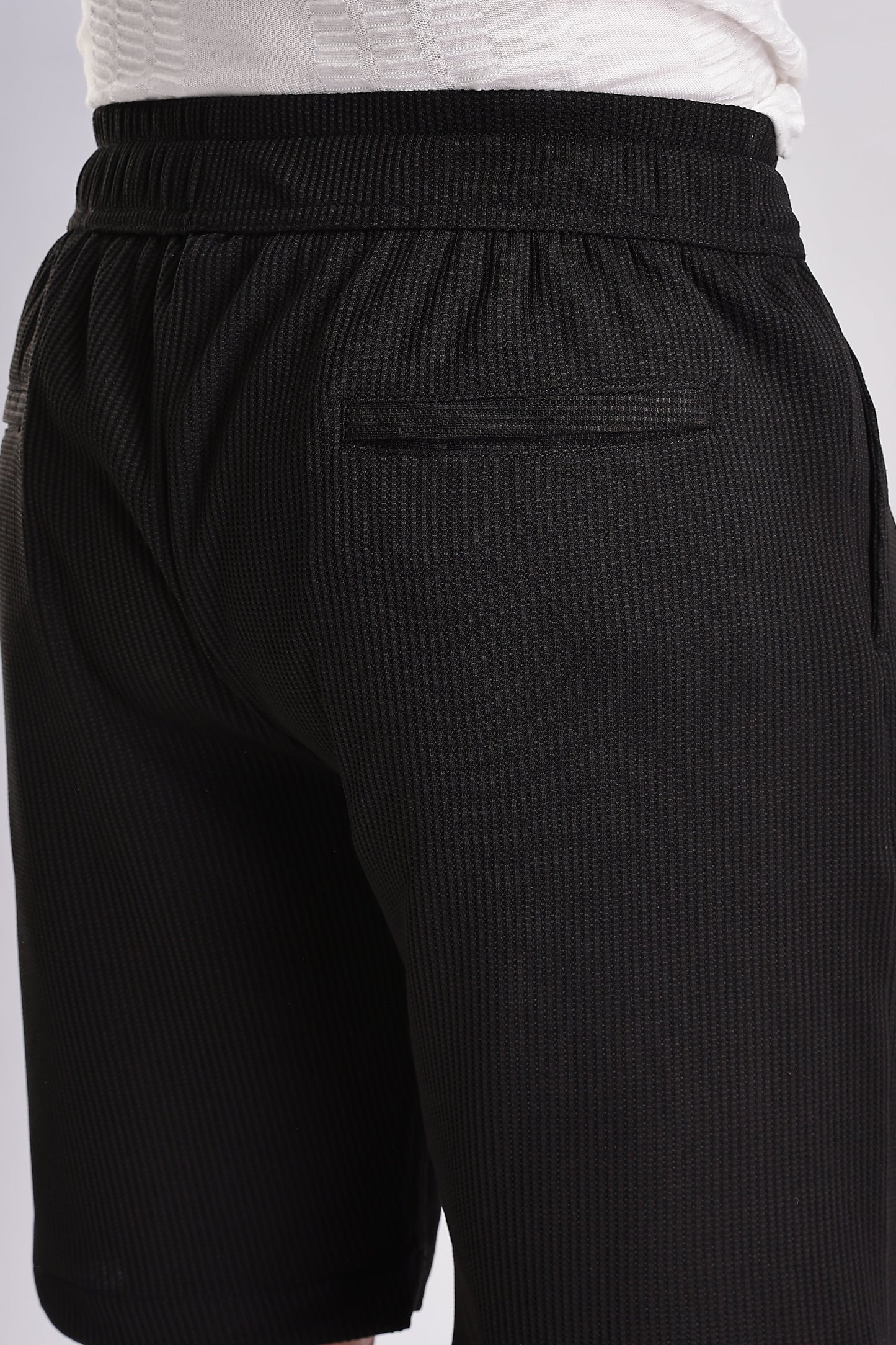 Men Jacquad Shorts-Black