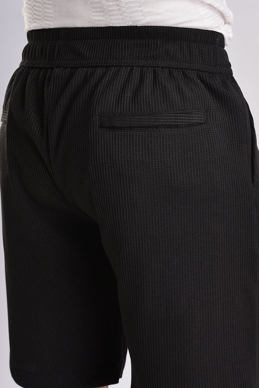 Men Jacquad Shorts-Black