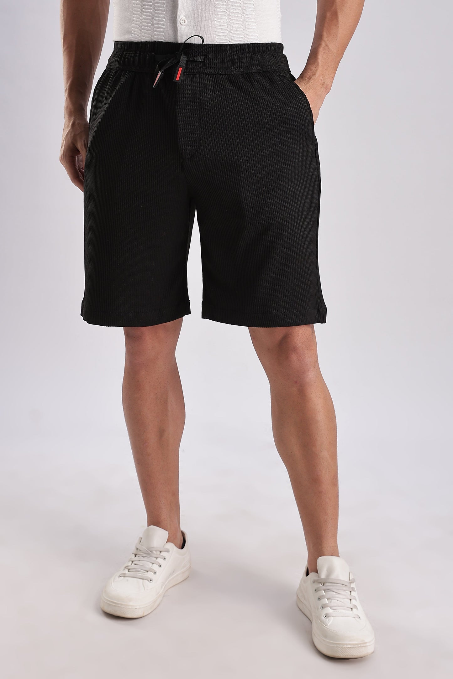 Men Jacquad Shorts-Black