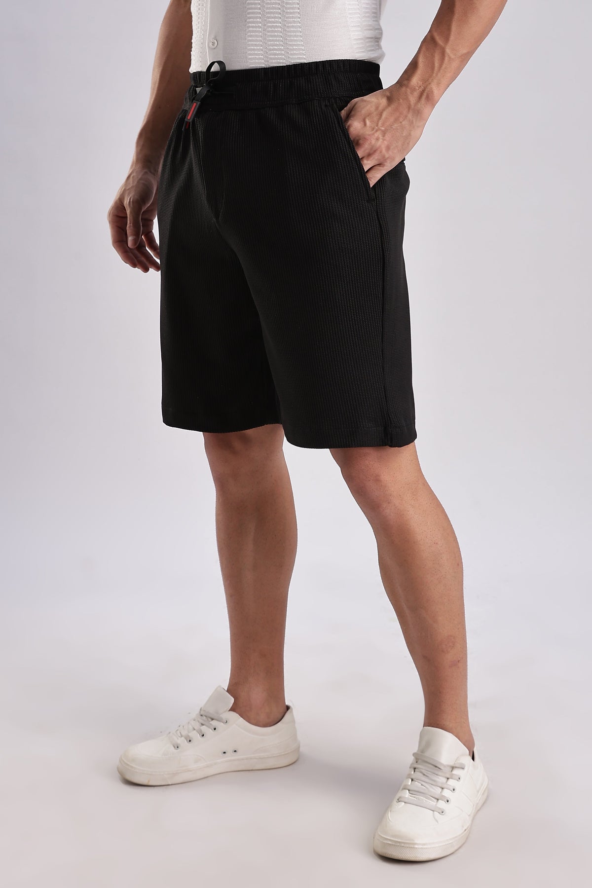 Men Jacquad Shorts-Black