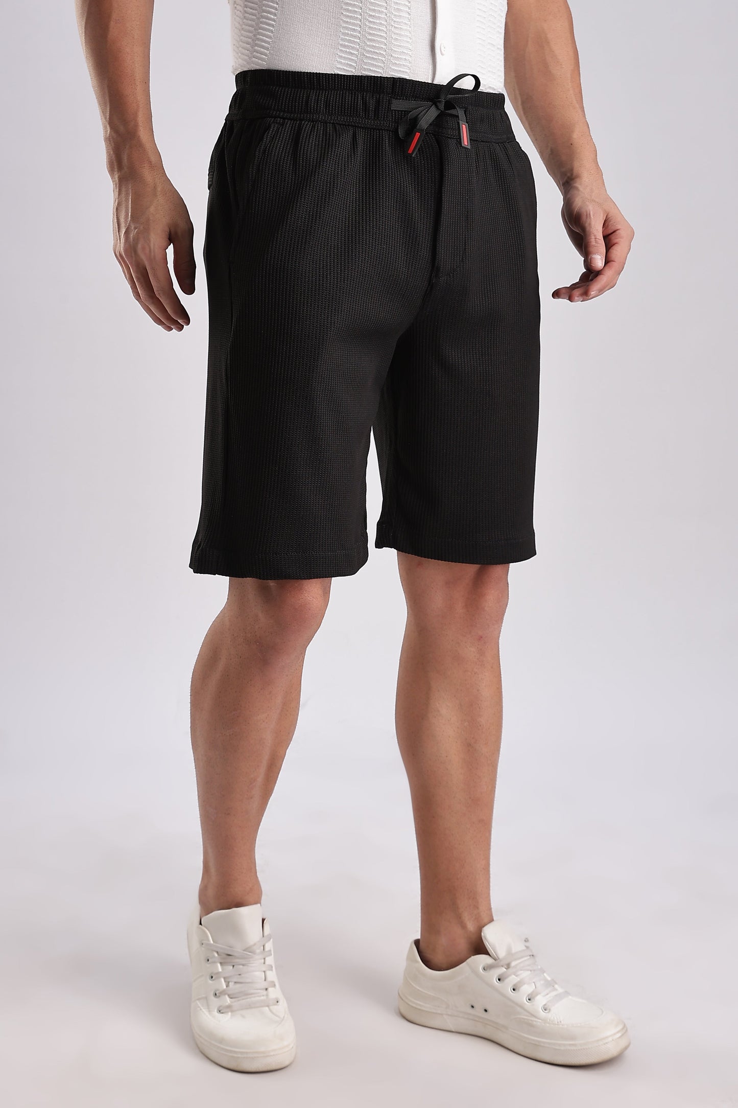 Men Jacquad Shorts-Black