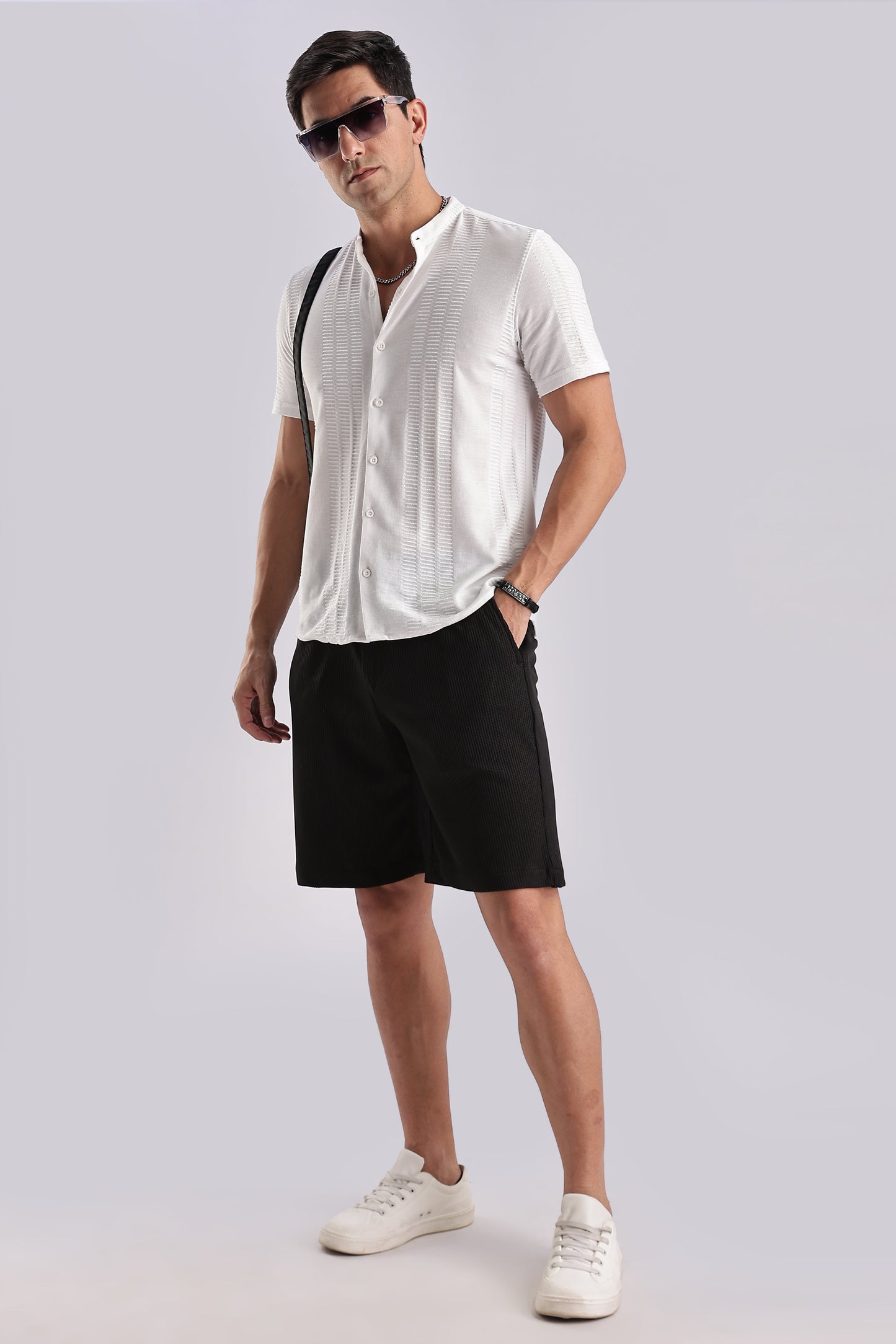 Men Jacquad Shorts-Black