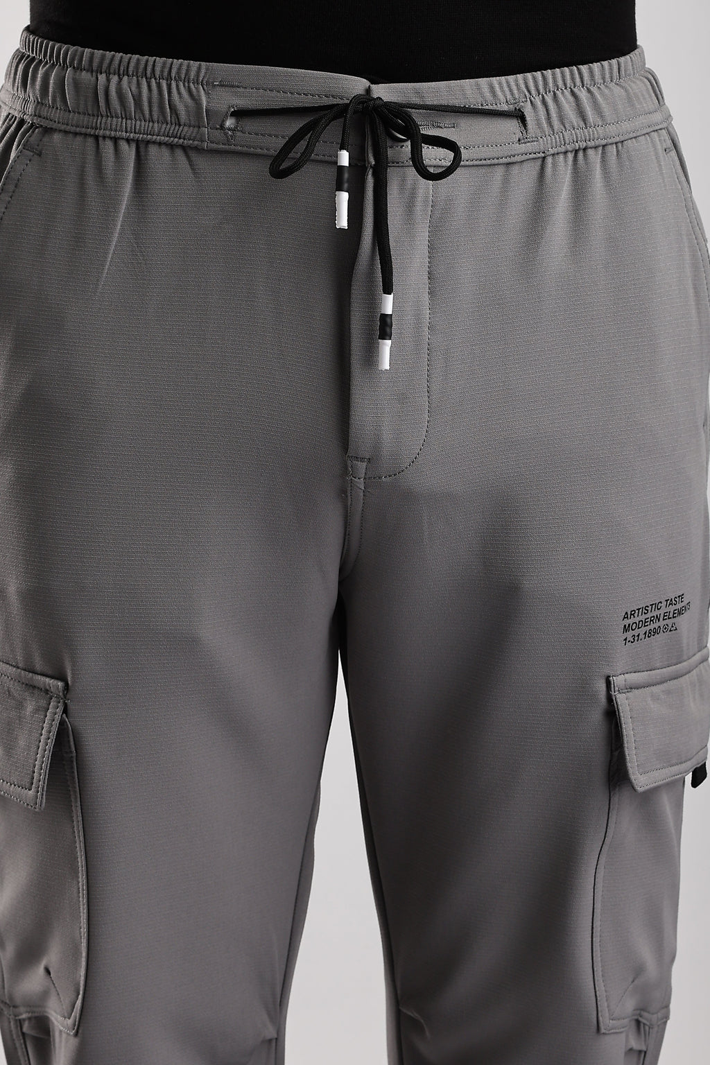 Men Structured Imported Utility Joggers-Lt Grey