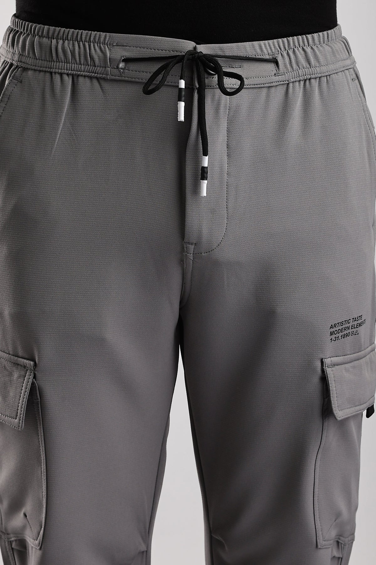 Men Structured Imported Utility Joggers-Lt Grey