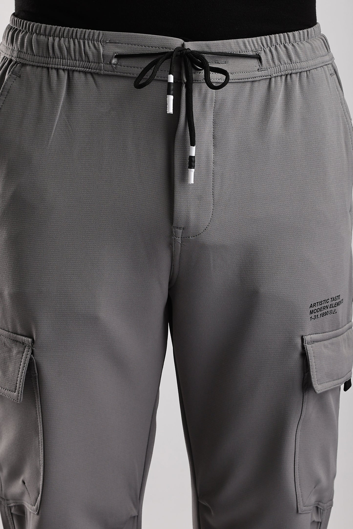 Men Structured Imported Utility Joggers-Lt Grey