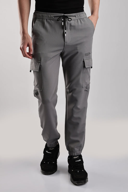 Men Structured Imported Utility Joggers-Lt Grey