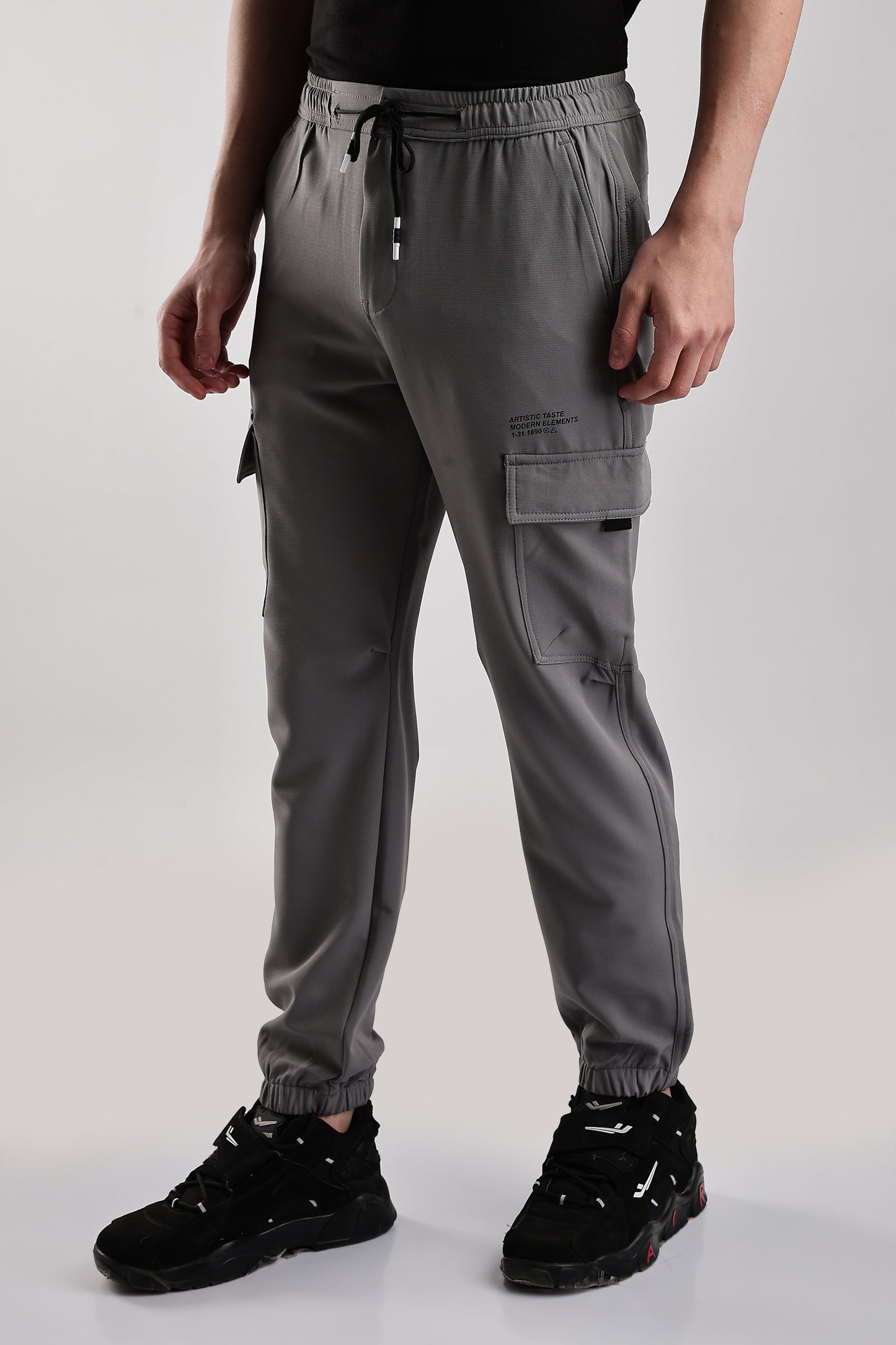 Men Structured Imported Utility Joggers-Lt Grey