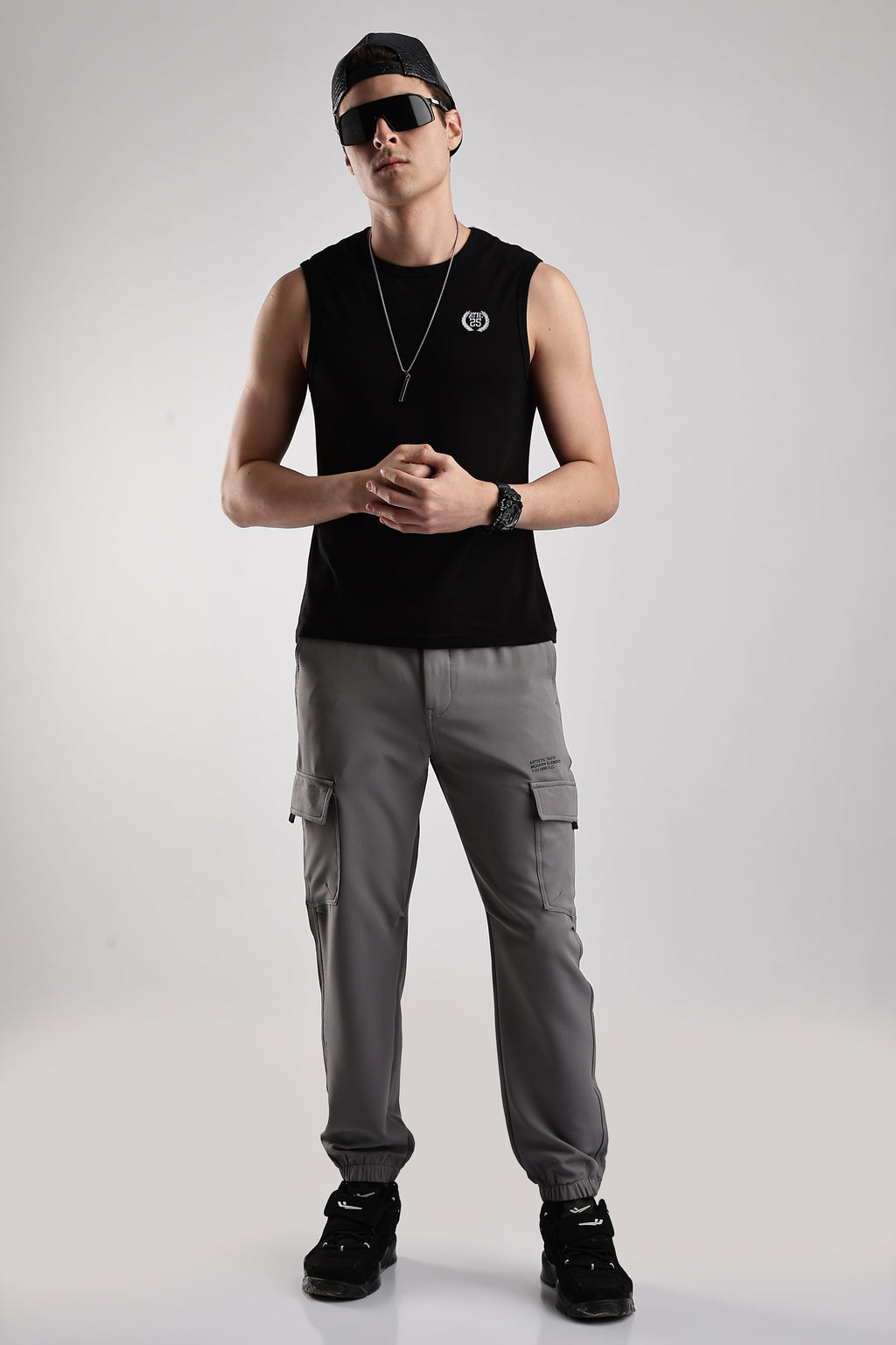 Men Structured Imported Utility Joggers-Lt Grey