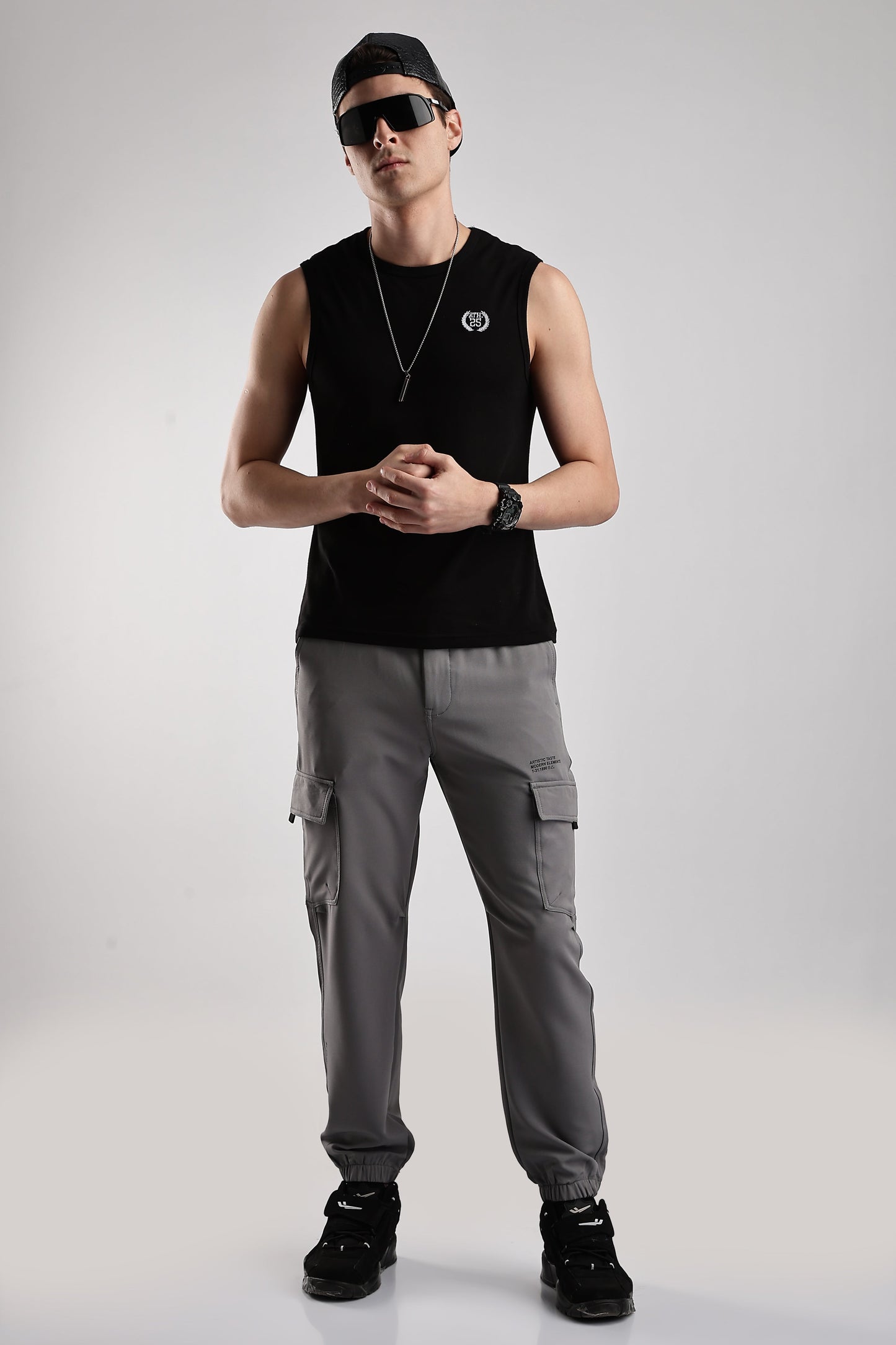 Men Structured Imported Utility Joggers-Lt Grey