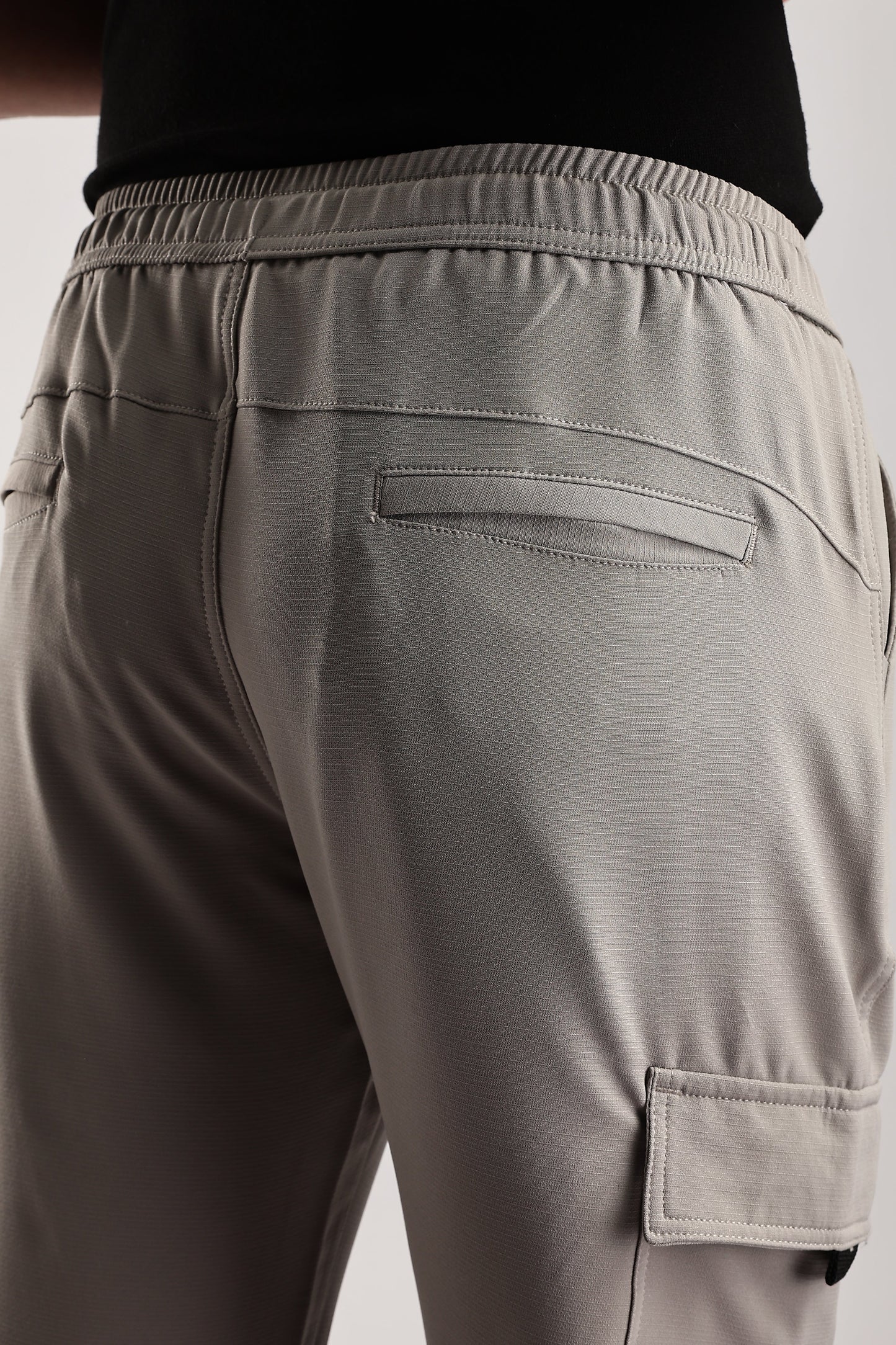 Men Structured Imported Utility Joggers-Cream