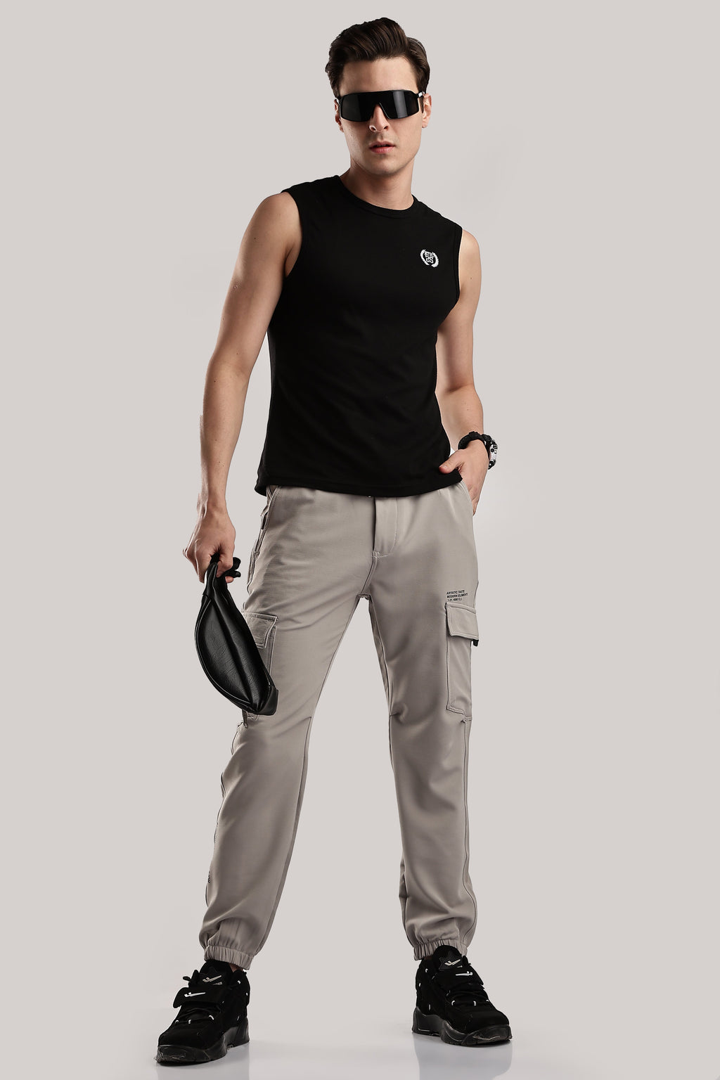 Men Structured Imported Utility Joggers-Cream