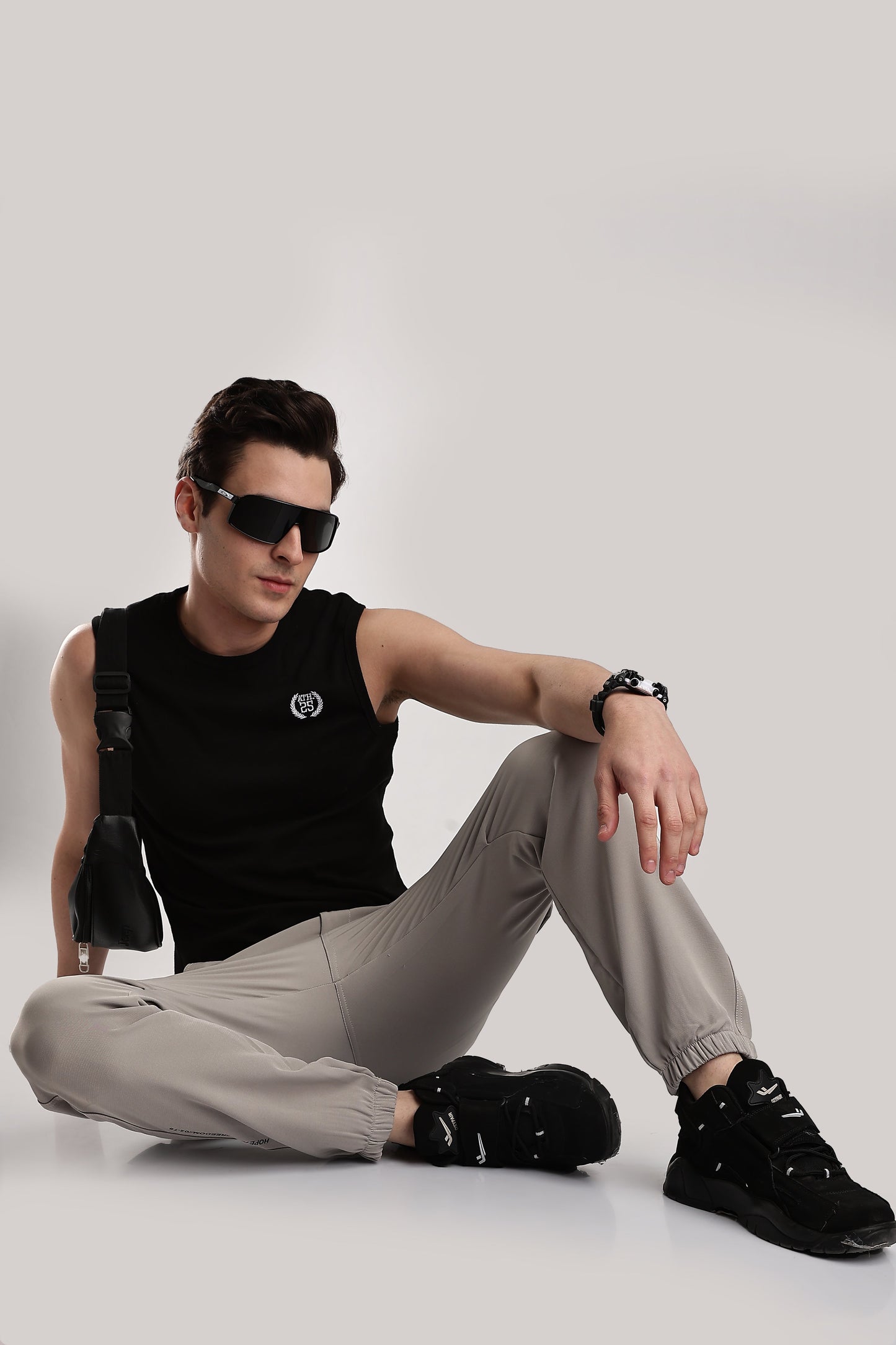 Men Structured Imported Utility Joggers-Cream