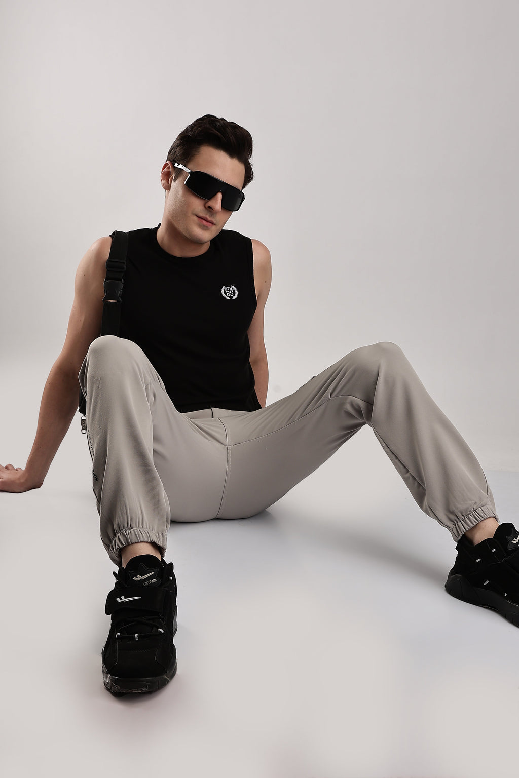 Men Structured Imported Utility Joggers-Cream