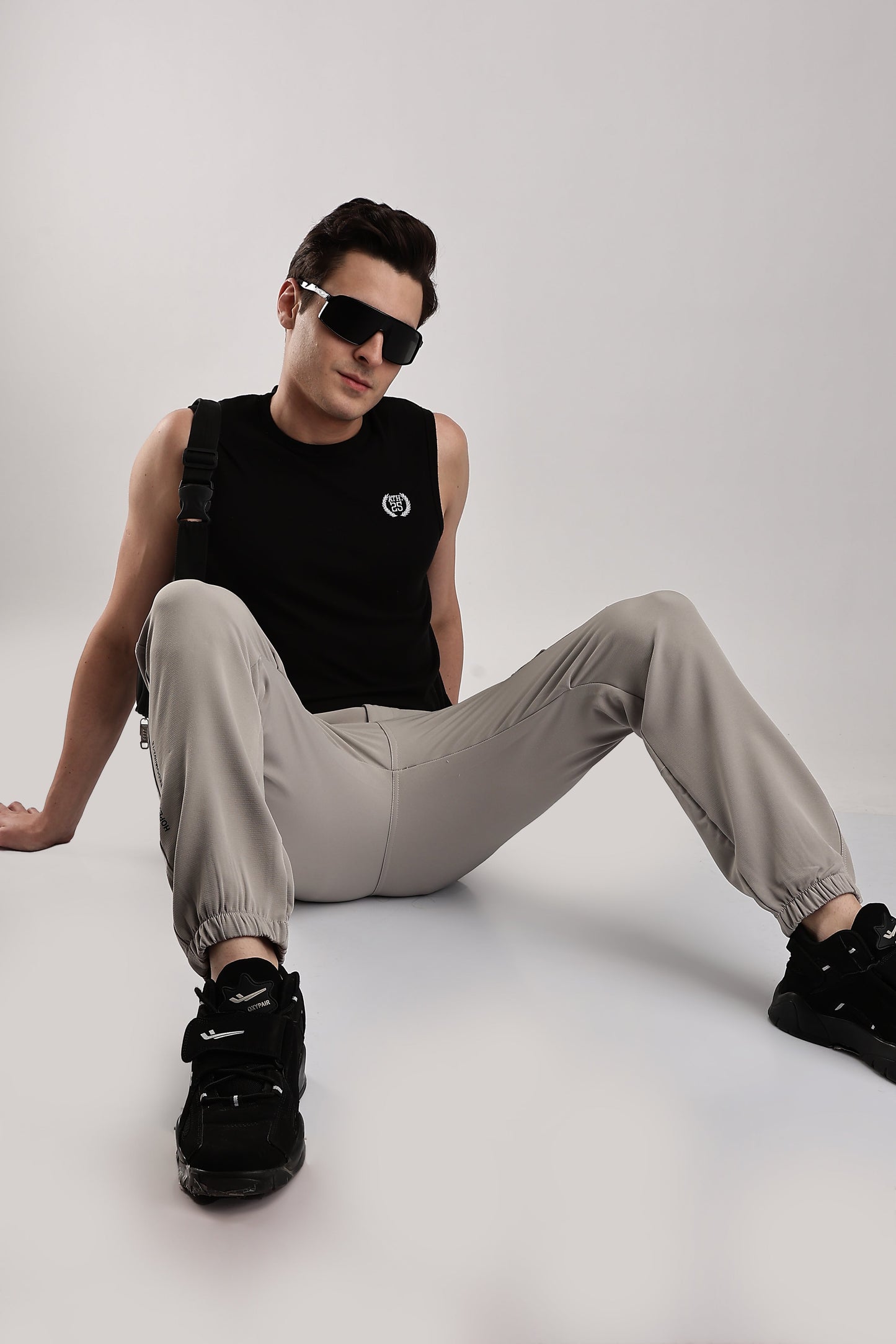 Men Structured Imported Utility Joggers-Cream