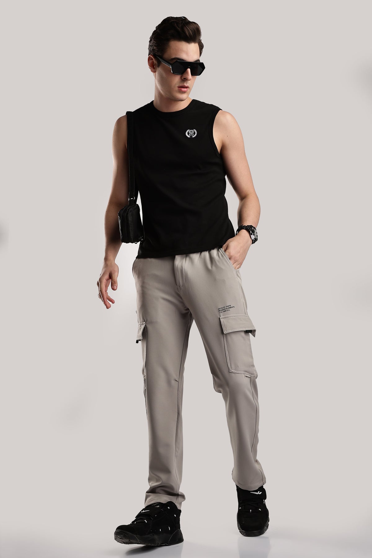 Men Structured Imported Utility Cargo-Cream
