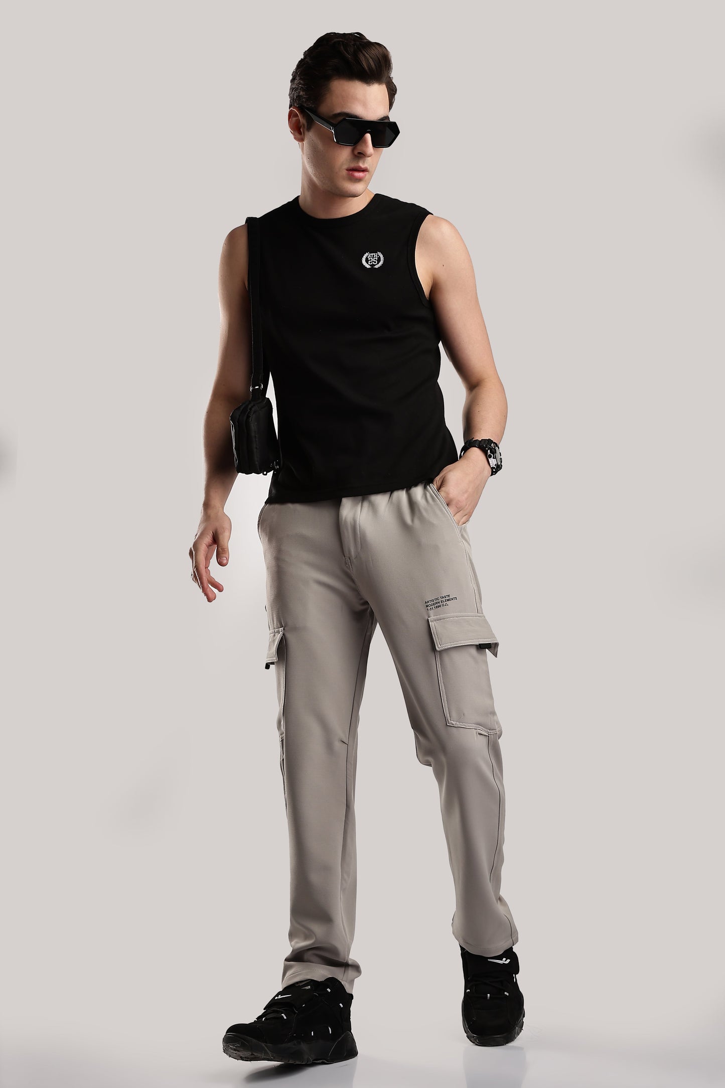 Men Structured Imported Utility Cargo-Cream