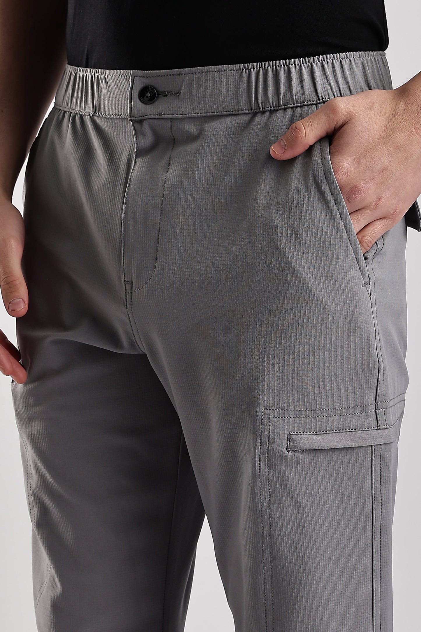 Men Structured Adventure Cargo-Lt Grey