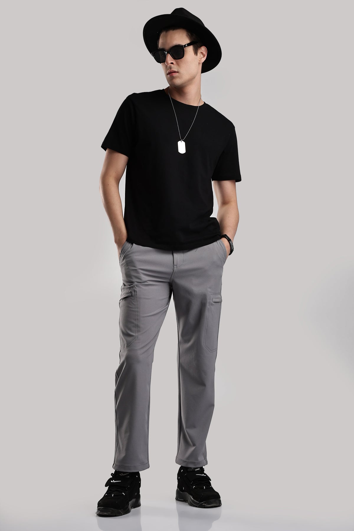 Men Structured Adventure Cargo-Lt Grey