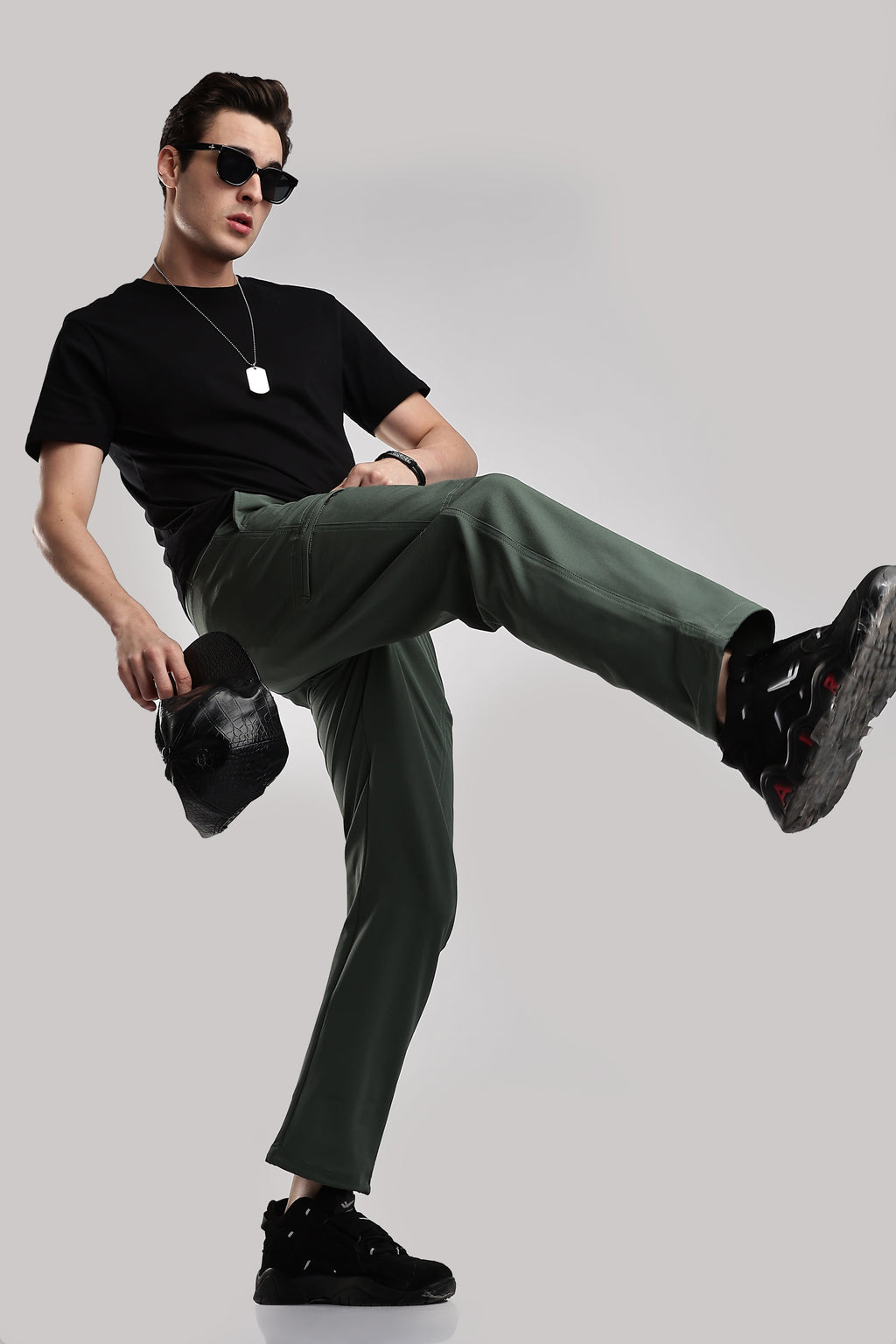 Men Structured Adventure Cargo-Ft Green