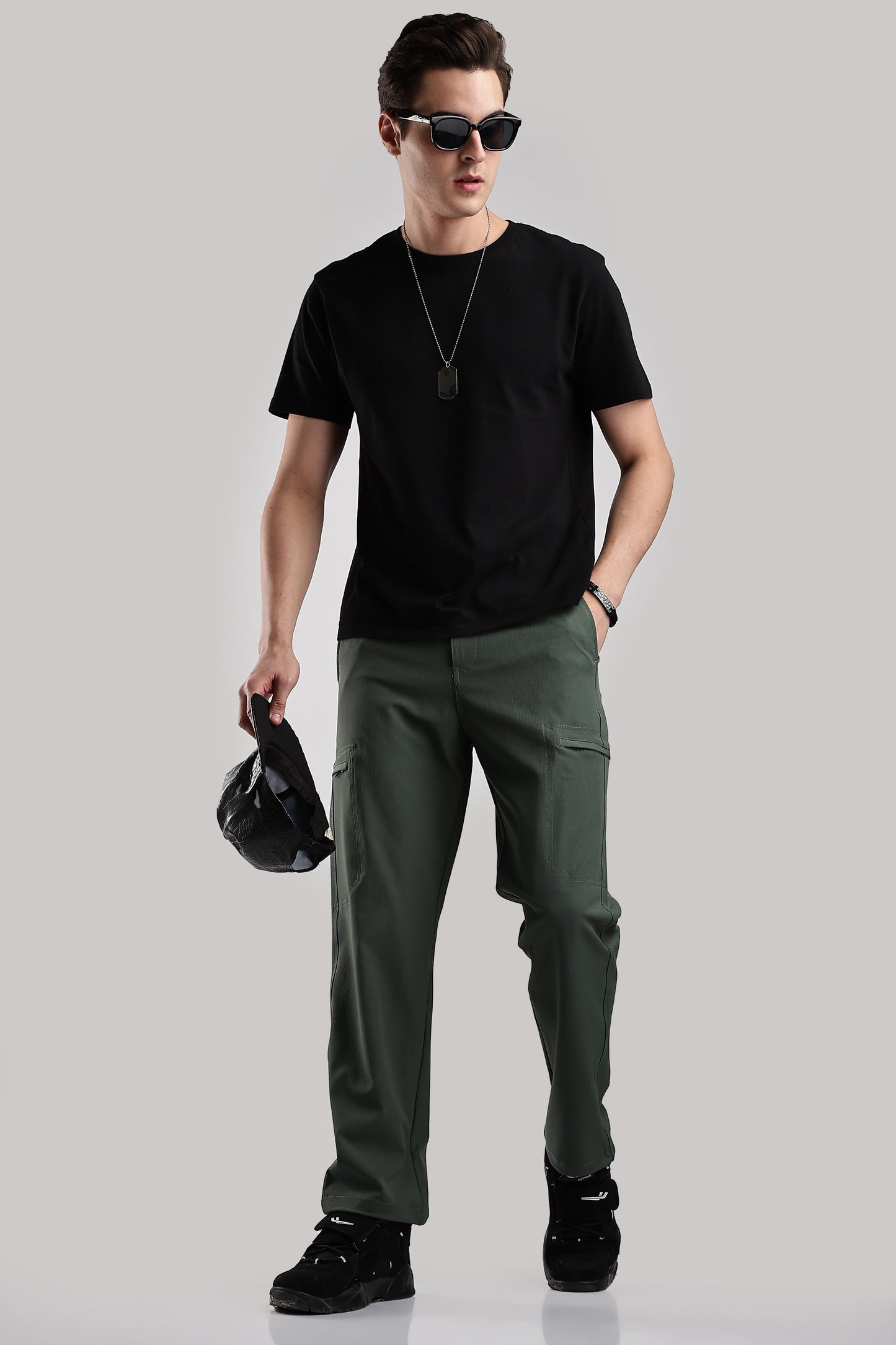 Men Structured Adventure Cargo-Ft Green