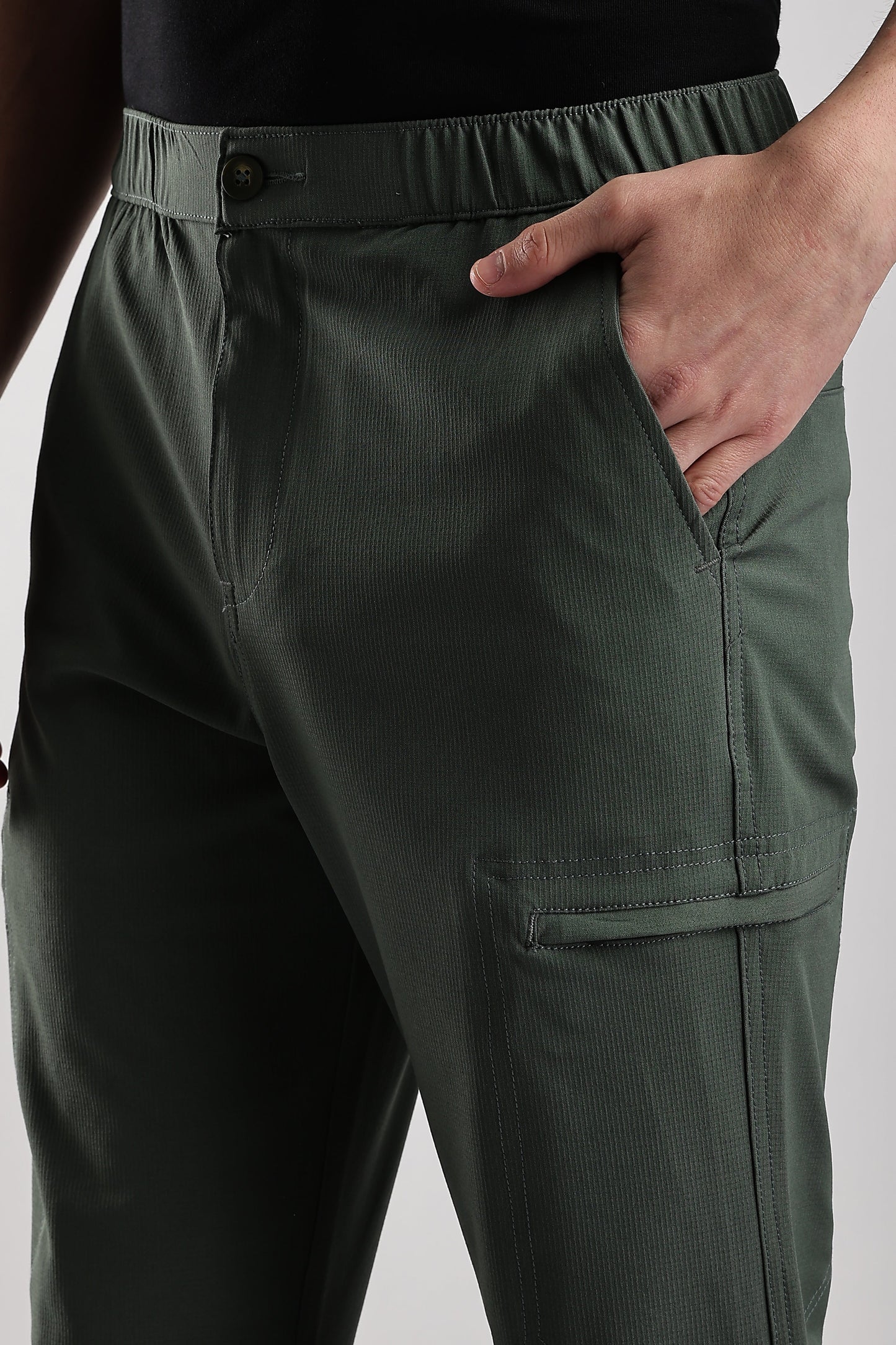 Men Structured Adventure Cargo-Ft Green