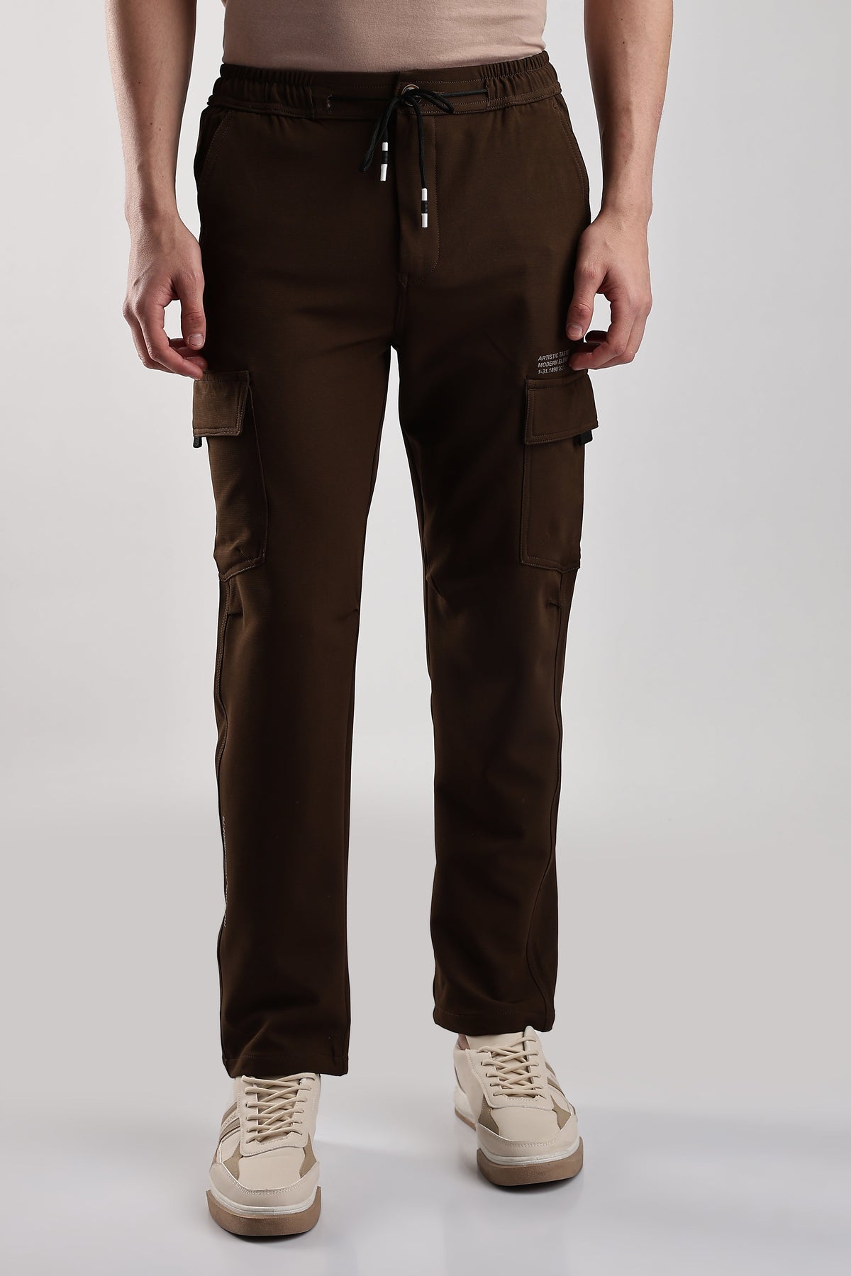 Men Structured Imported Utility Cargo-Brown