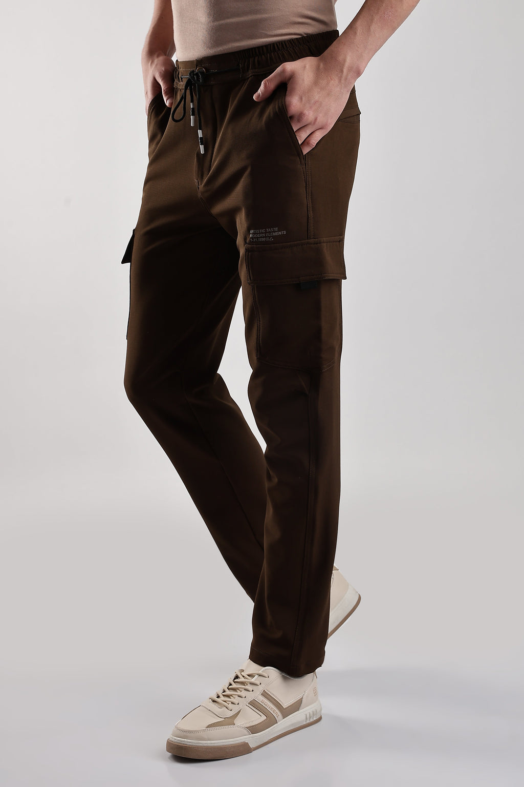 Men Structured Imported Utility Cargo-Brown