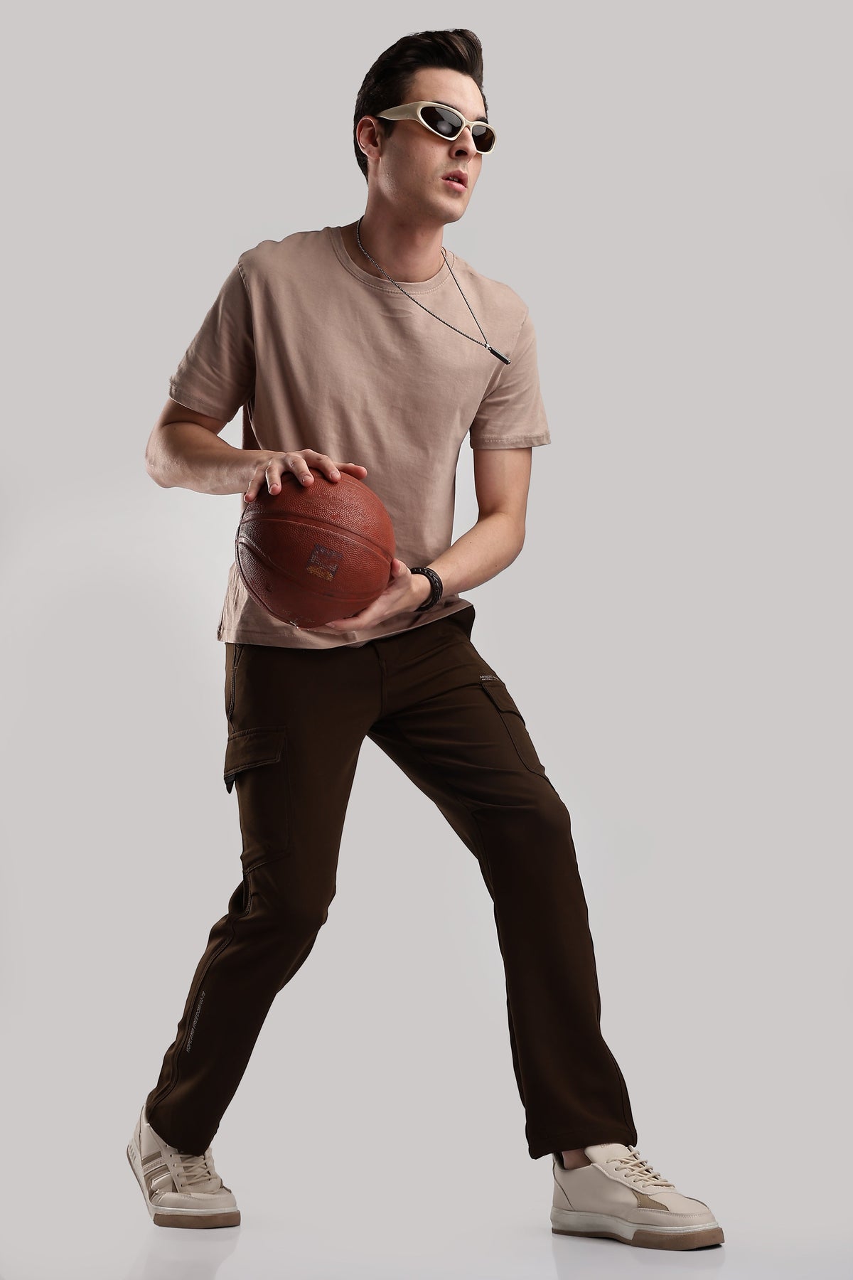 Men Structured Imported Utility Cargo-Brown