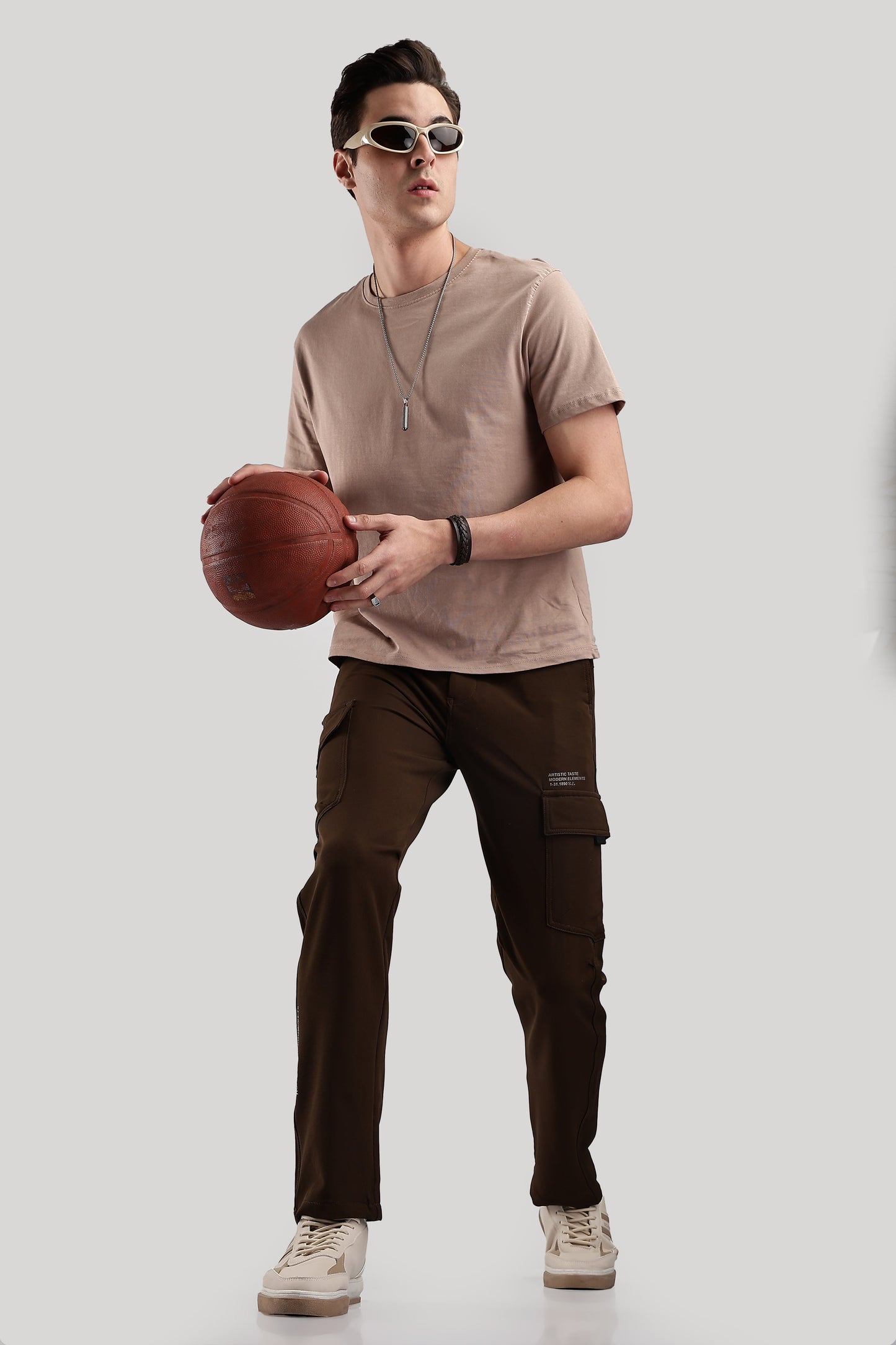 Men Structured Imported Utility Cargo-Brown