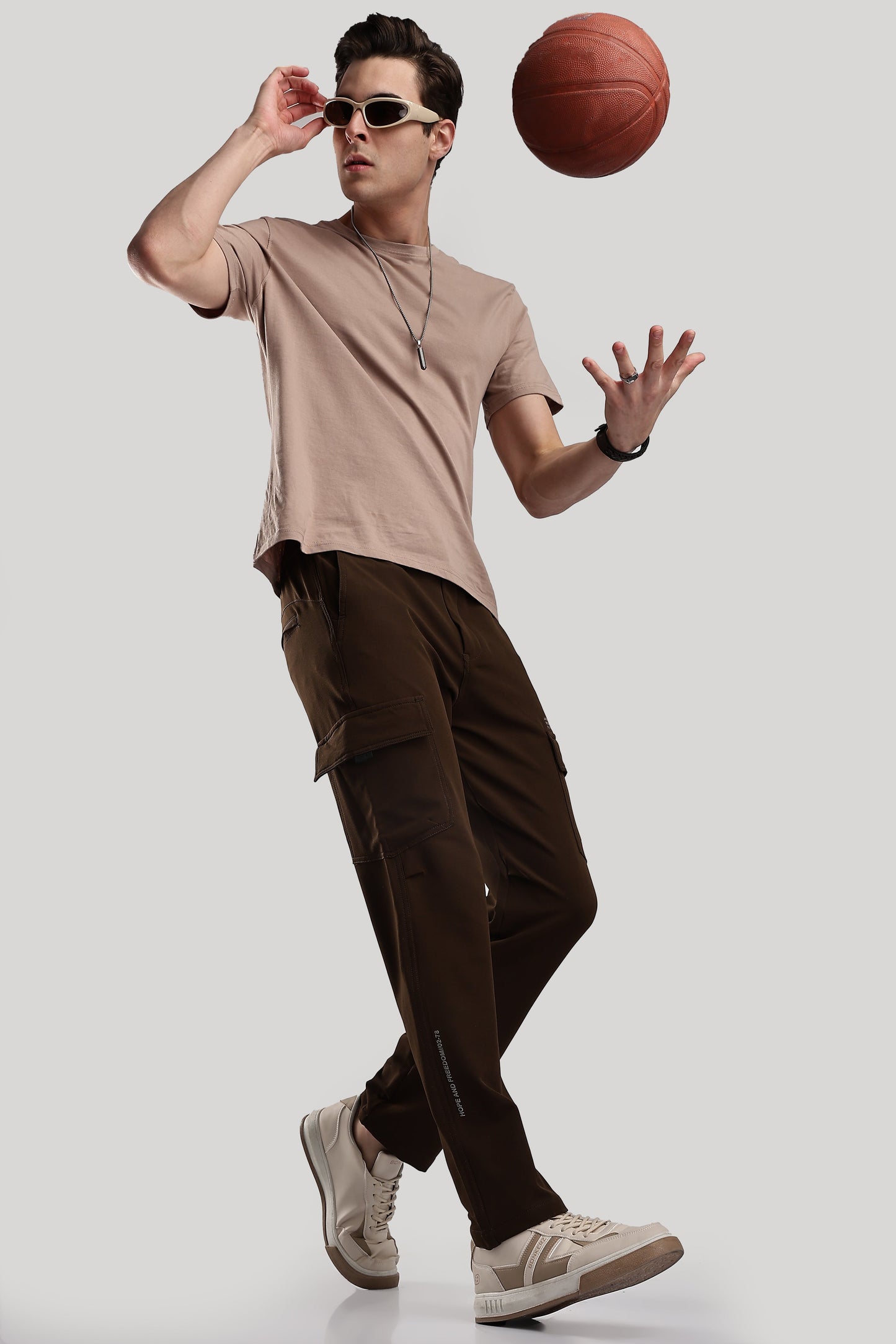 Men Structured Imported Utility Cargo-Brown