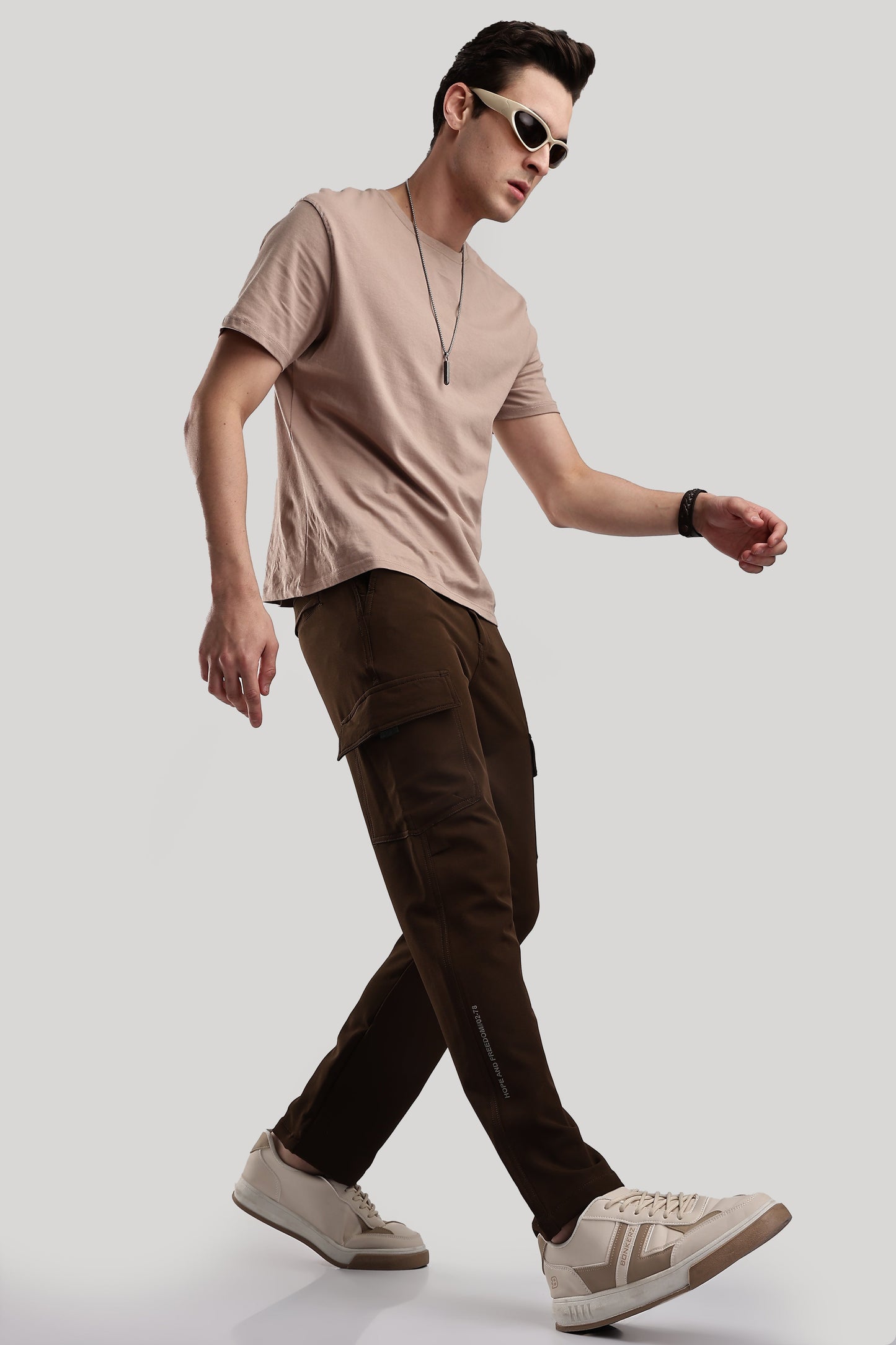 Men Structured Imported Utility Cargo-Brown