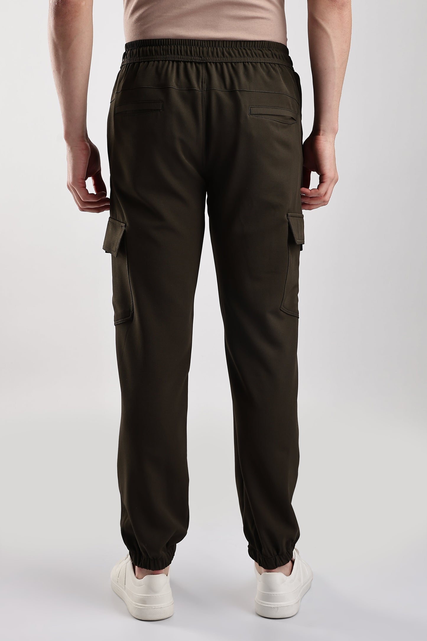 Men Structured Imported Utility Joggers-Brown