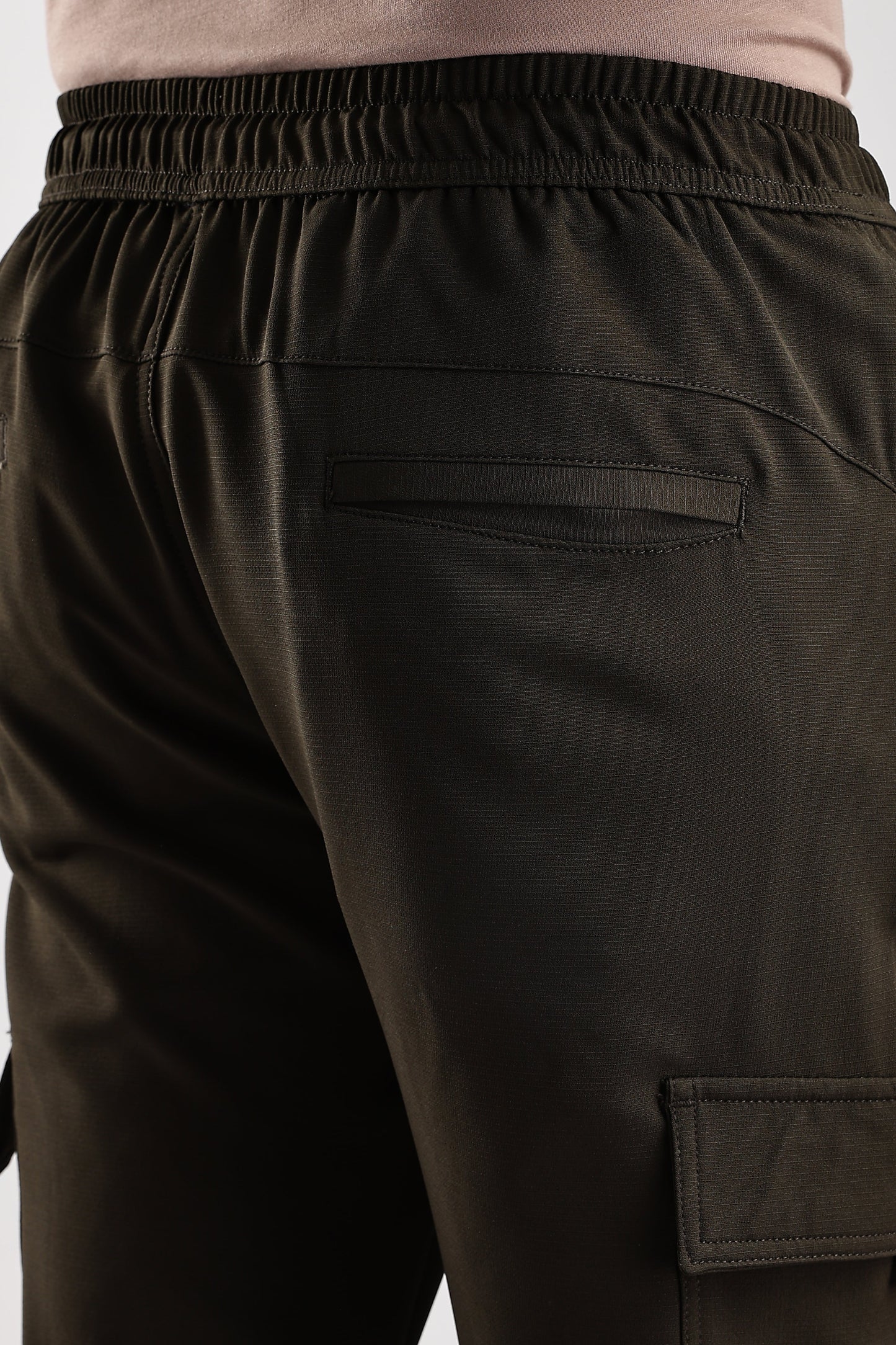 Men Structured Imported Utility Joggers-Brown