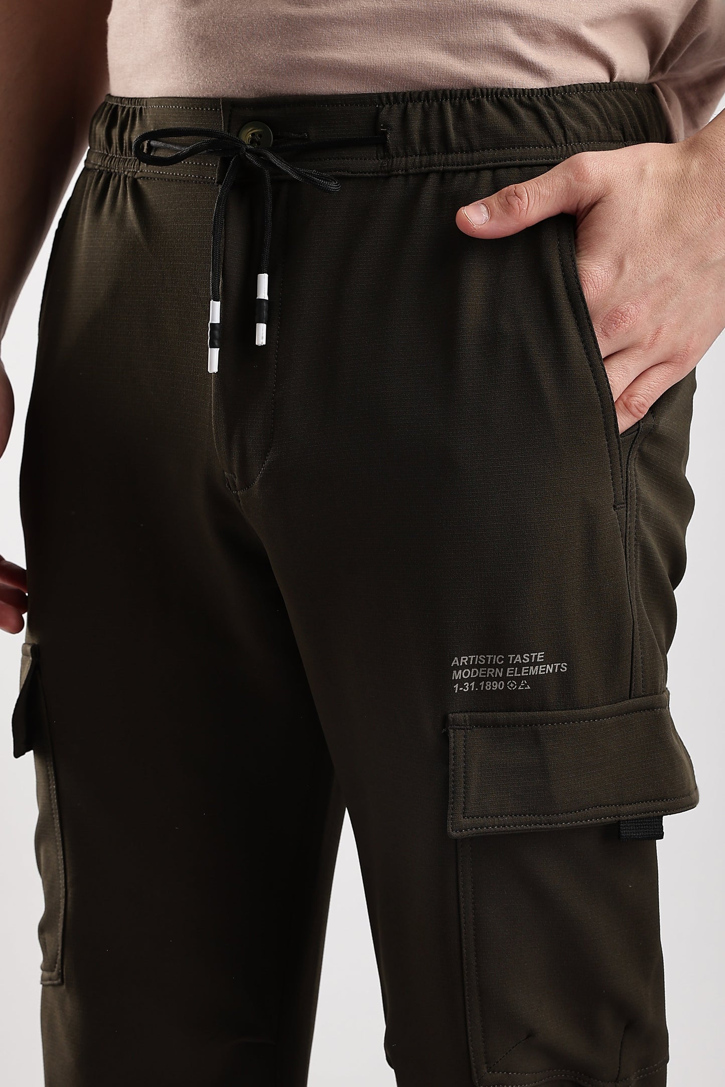 Men Structured Imported Utility Cargo-Olive