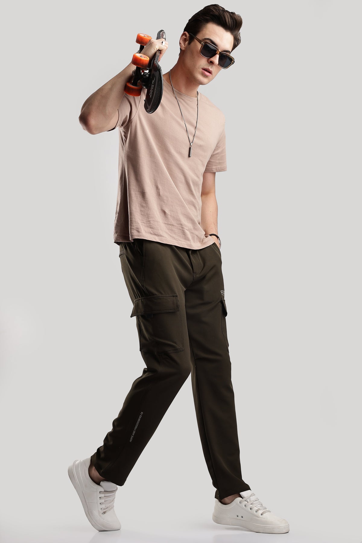 Men Structured Imported Utility Cargo-Olive