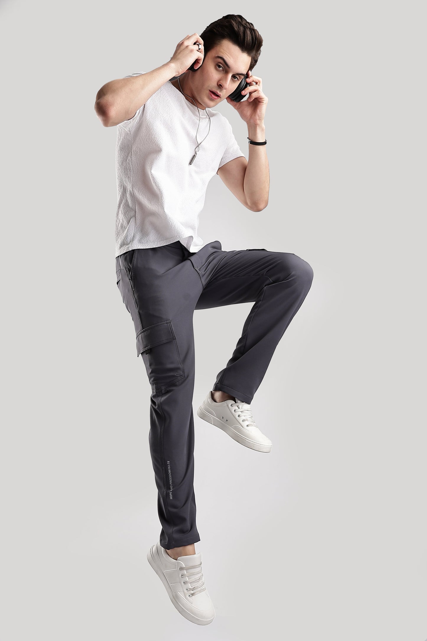 Men Structured Imported Utility Cargo-Grey