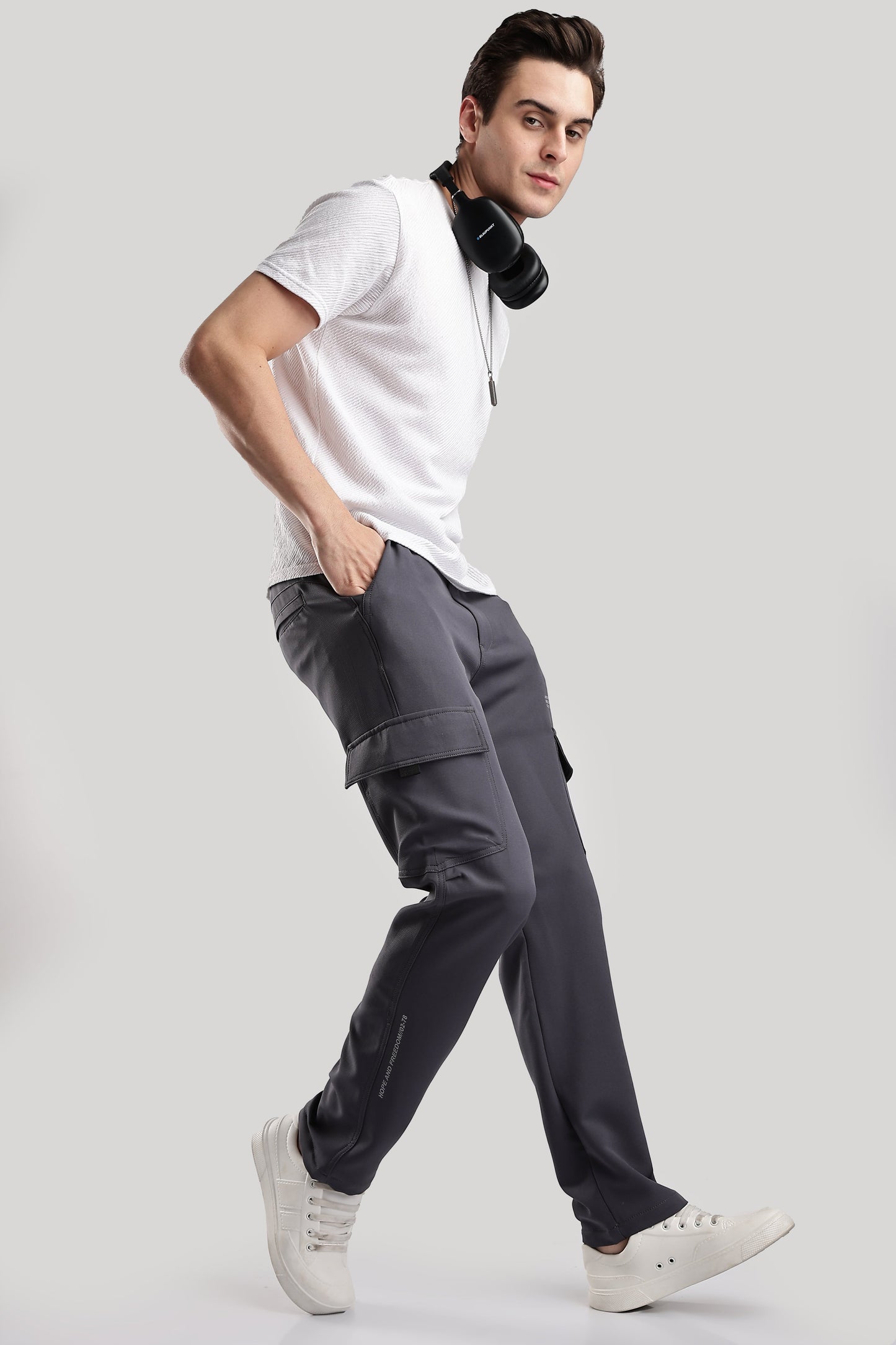 Men Structured Imported Utility Cargo-Grey