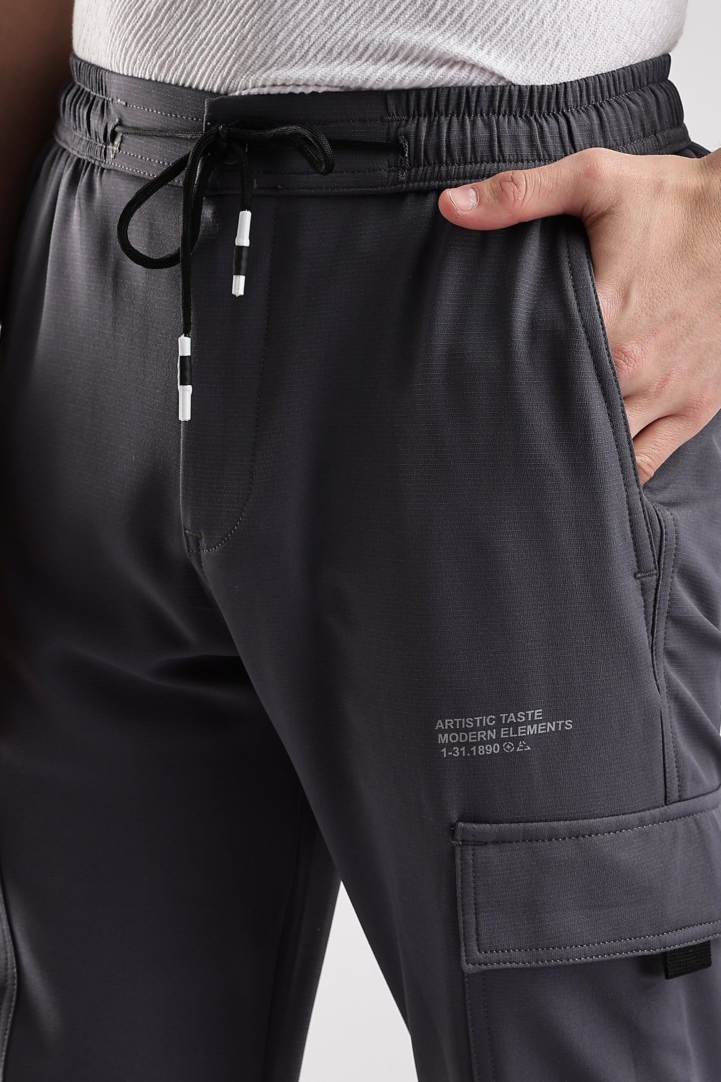 Men Structured Imported Utility Cargo-Grey