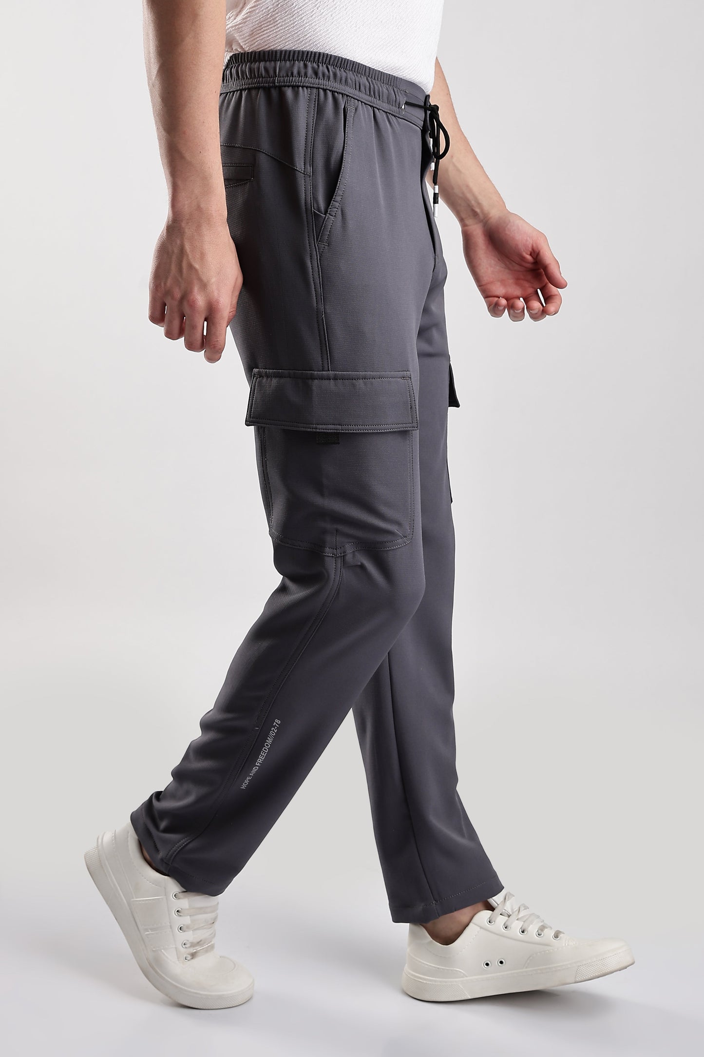 Men Structured Imported Utility Cargo-Grey